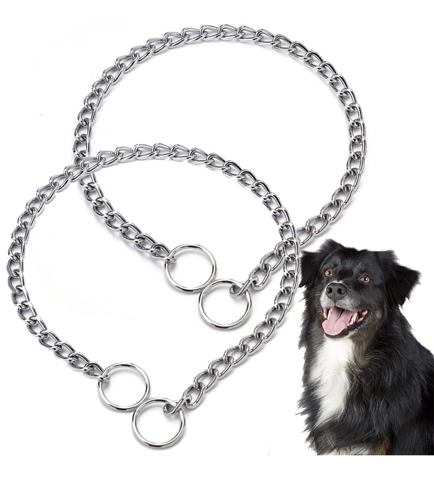 2 Pcs Dog Chain Metal Dog Training Collar Adjustable Durable Silver Dog Chains for Pet Small Medium Puppy M - Buy Online on SooperMarket.com