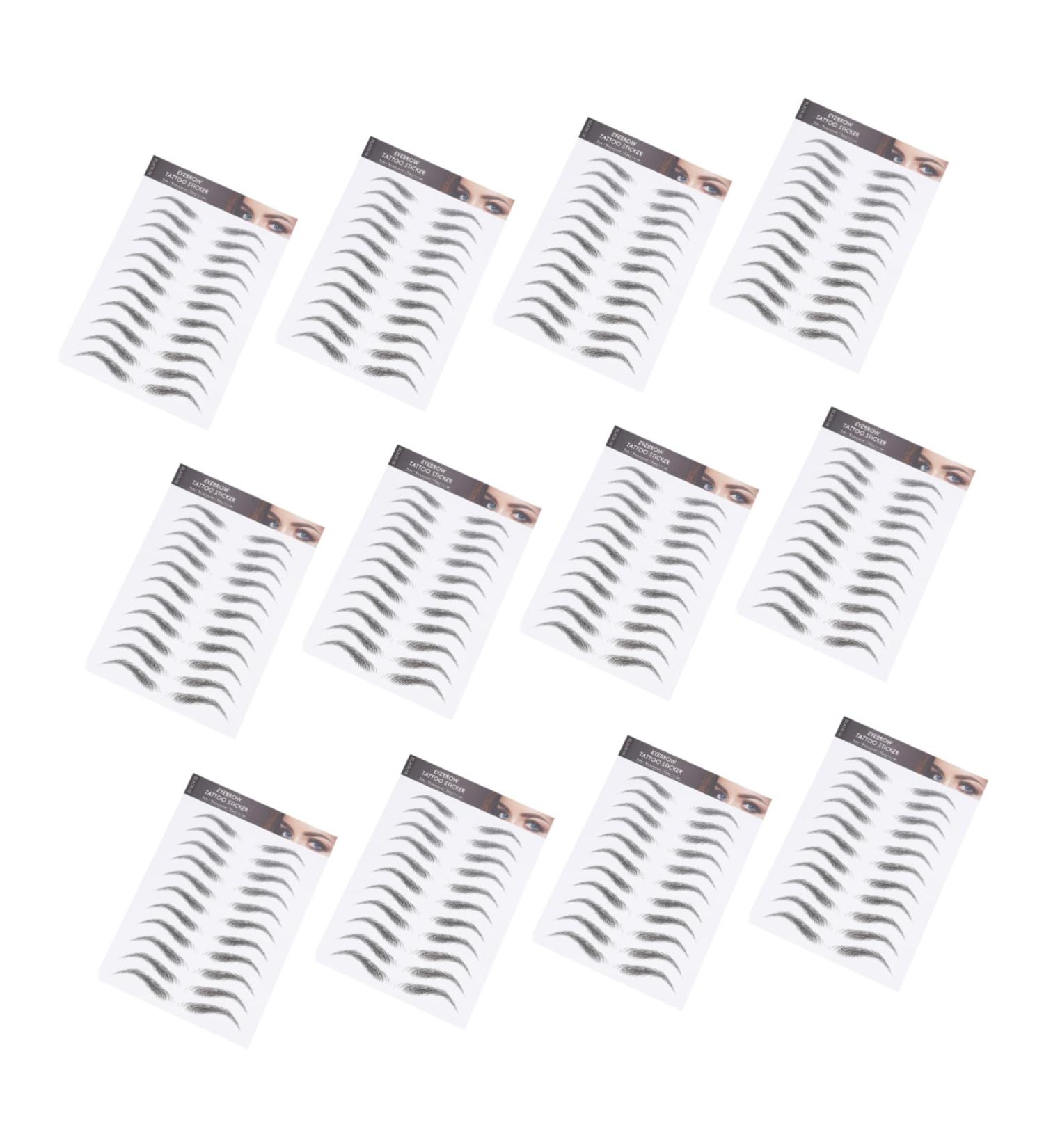 PLAFOPE 12 Sheets Waterproof Eyebrow Stickers Fake Eyebrow Waterproof Stickers 4d Eyebrow Transfer Stickers - Buy Online on SooperMarket.com