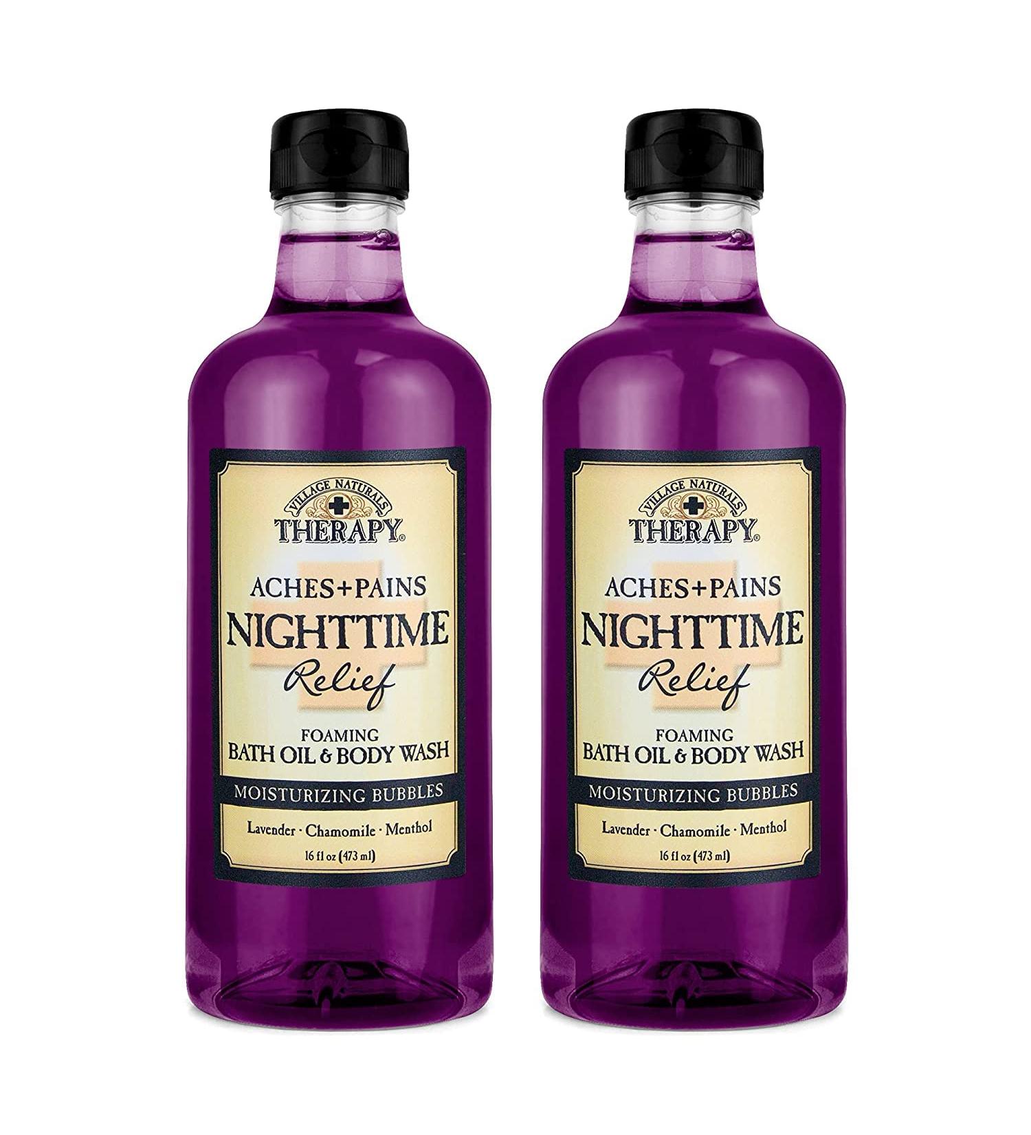 Village Naturals Aches & Pains Nighttime Relief Bath Oil 16oz - Pack of 2 | Soothing Body Treatment - Buy Online on SooperMarket.com