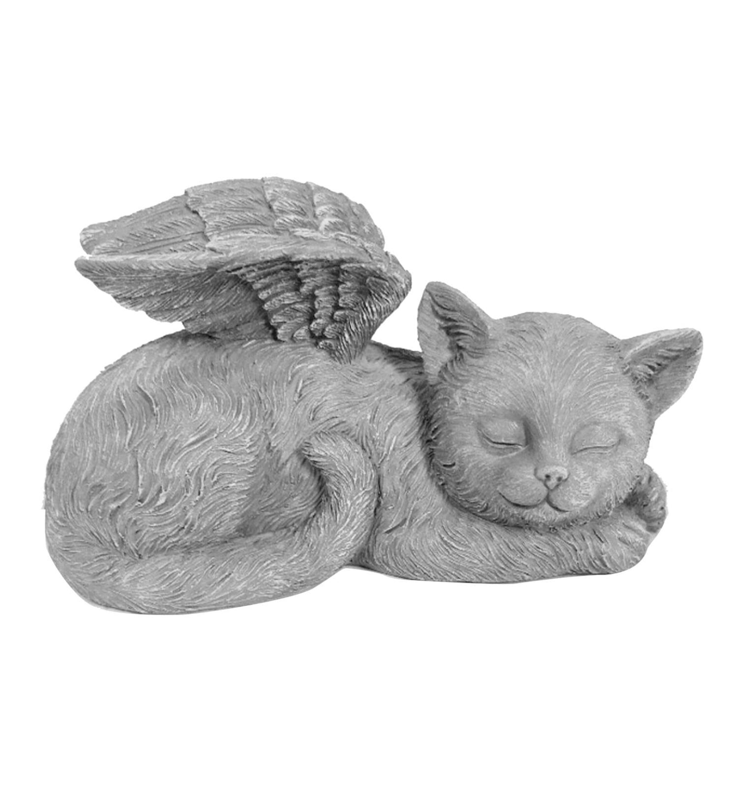 Qcwwy Pet Memorial Statue | Angel Cat Grave Marker | Resin Sleeping Pet Angel Sculpture | Tribute Ornament for Pet Memorials - Buy Online on SooperMarket.com