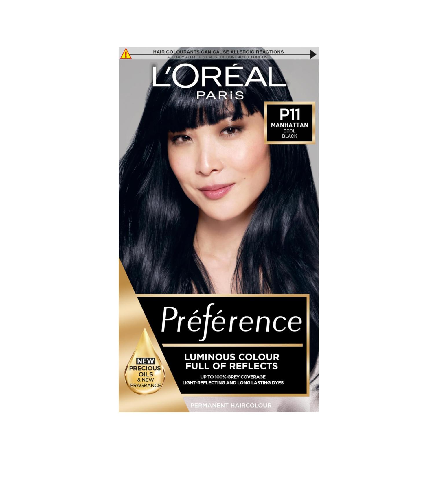 L'Oreal Paris Preference P11 Manhattan Cool Black Hair Dye - Long Lasting Permanent Colour - Buy Online on SooperMarket.com