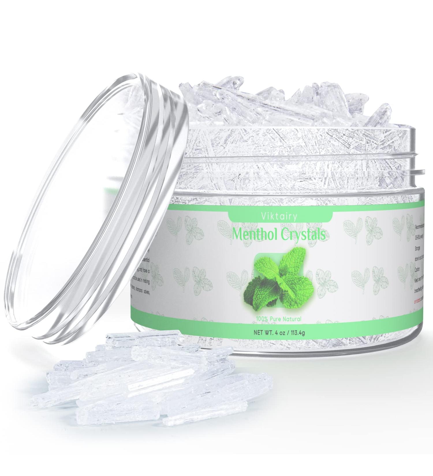 Viktairy Menthol Crystals 4 oz - 100% Pure Organic Mint Crystals for Shower Steamers, Creams, and Soaps - 4 Fl Oz - Buy Online on SooperMarket.com