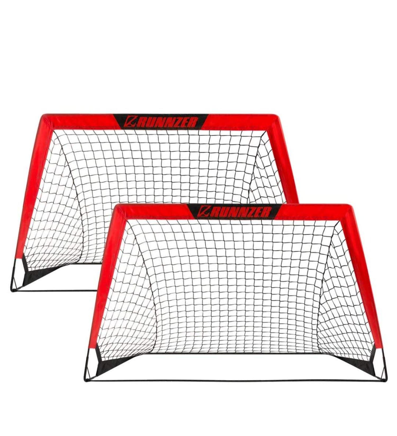 L RUNNZER Portable Soccer Goal  Pop Up Soccer Goal Net for Backyard  Set of 2 with Portable Carrying Case Red 4x3 FT - Buy Online on SooperMarket.com