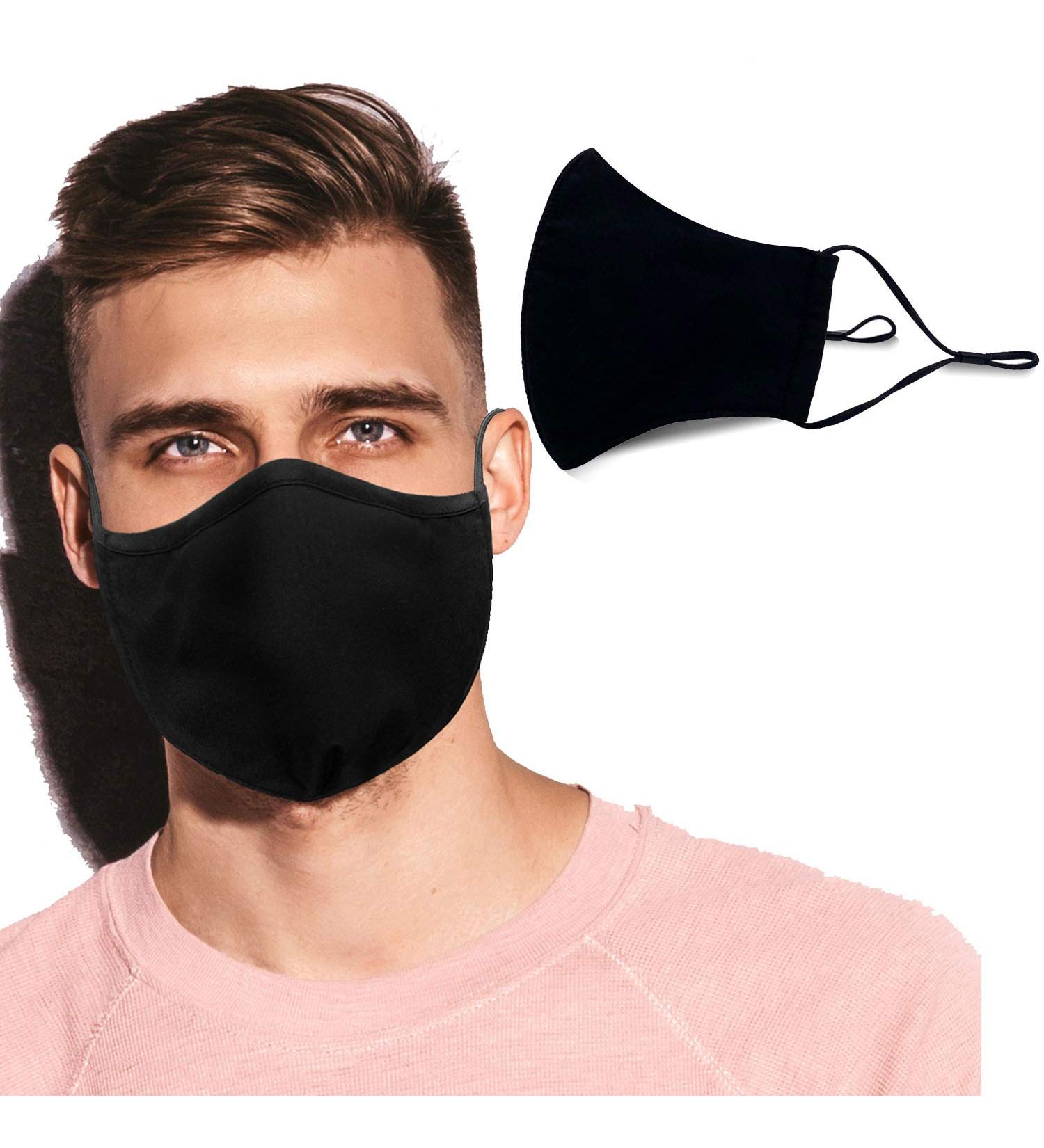 Reusable Washable Face Mask - Adjustable Ear Loops & Nose Wire - 3 Layer with Cotton Filter - Unisex (2Pack) - Buy Online on SooperMarket.com