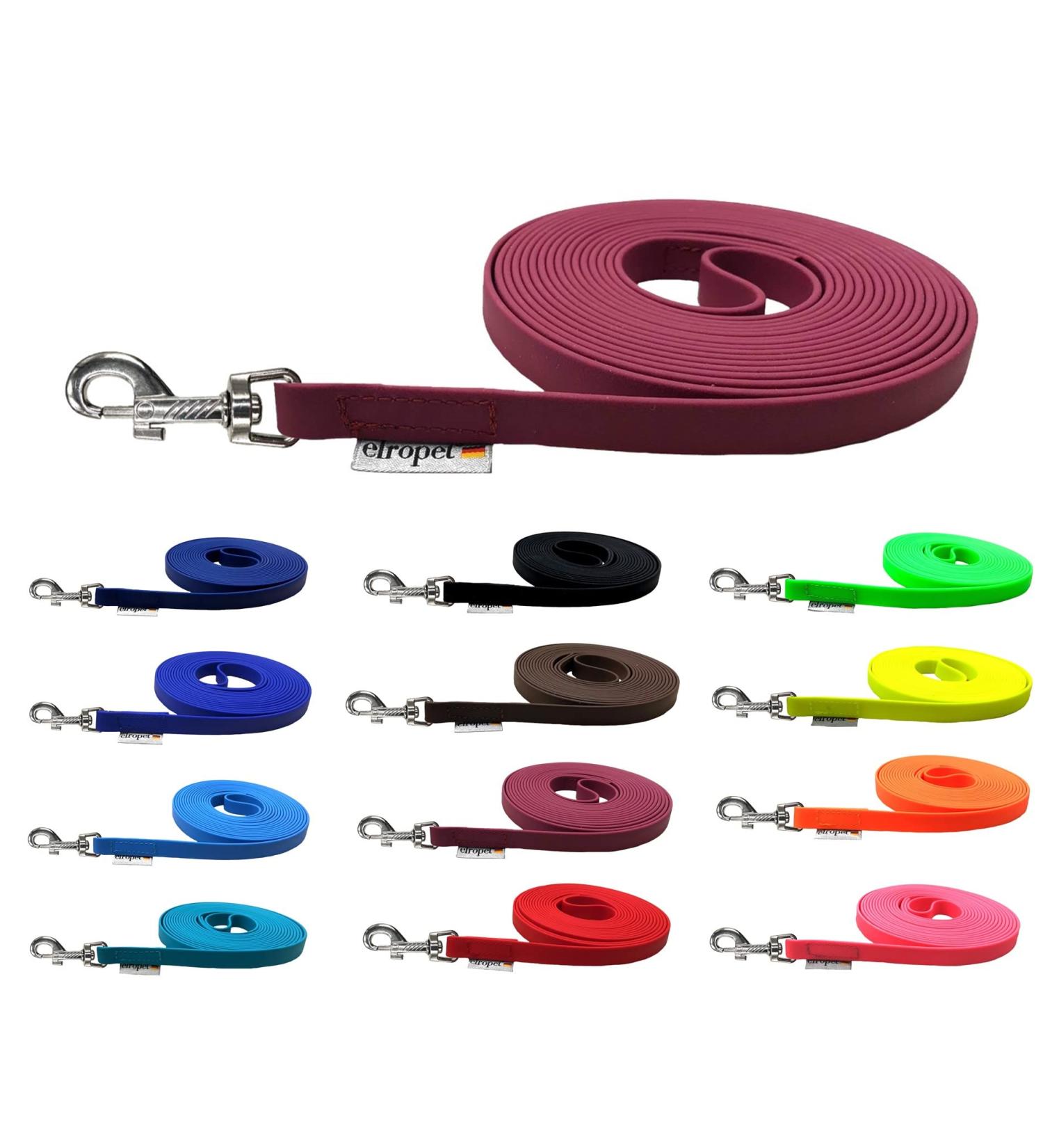 Terrified Biothane Dog Leash - Durable 16mm Wide for Medium/Large Dogs | 3m 5m 10m 15m Options | Bordeaux with Hand Loop - Buy Online on SooperMarket.com