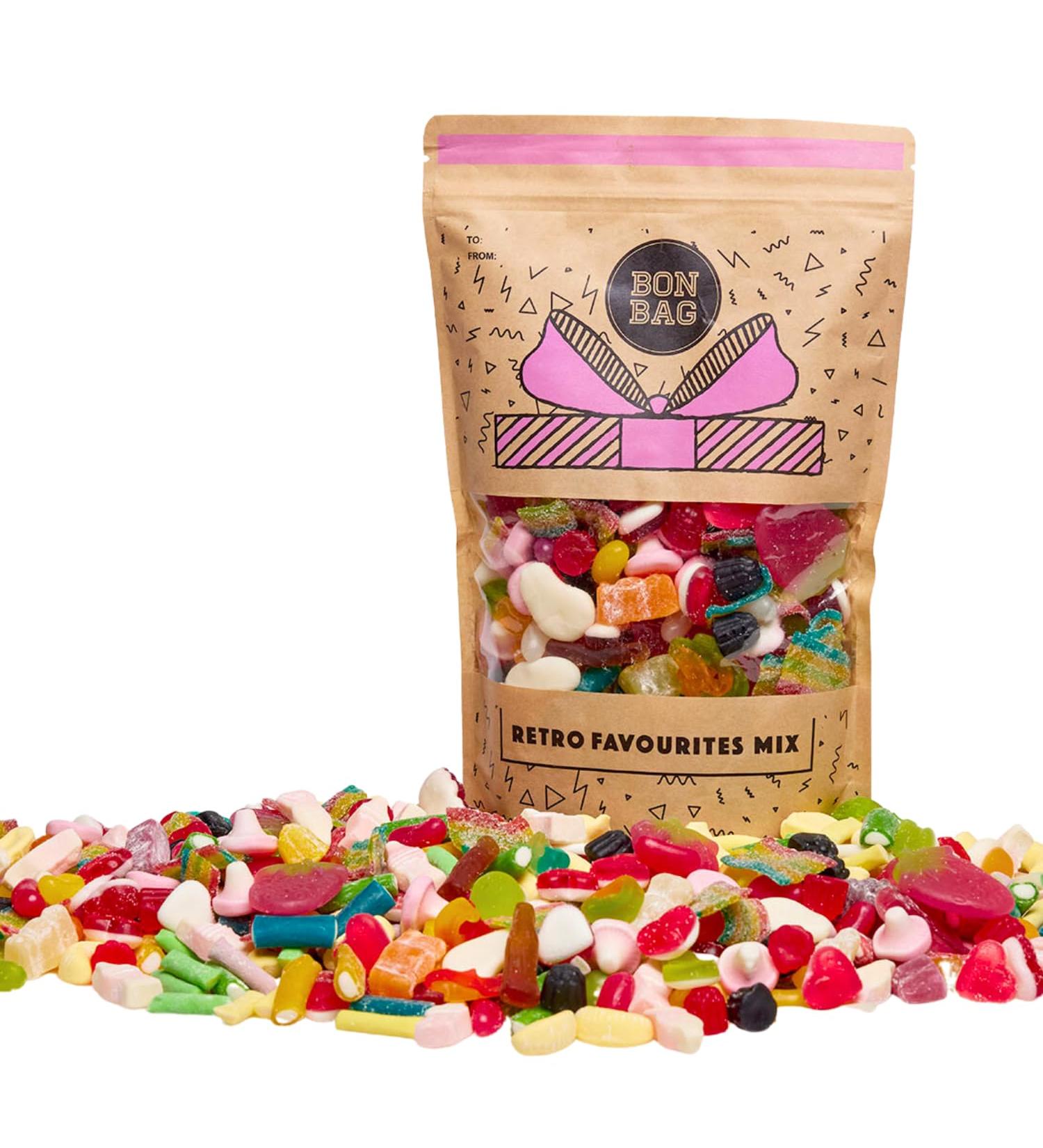 BON BAG - Classic Retro Favourites Pick And Mix Sweets 1L Pouch Party Bags Of Sweets. Bulk Candy Assortment In Large Resealable Bag (800g) - Buy Online on SooperMarket.com