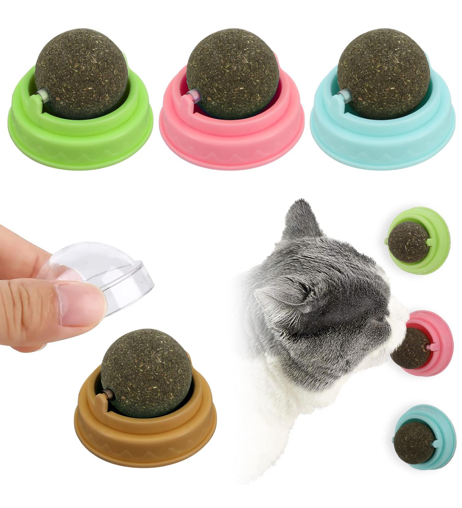 Xinstroe 4 Pack Catnip Balls Toys - Rotating Wall Catnip Balls for Engaging Cat Play | Shop Internationally - Buy Online on SooperMarket.com