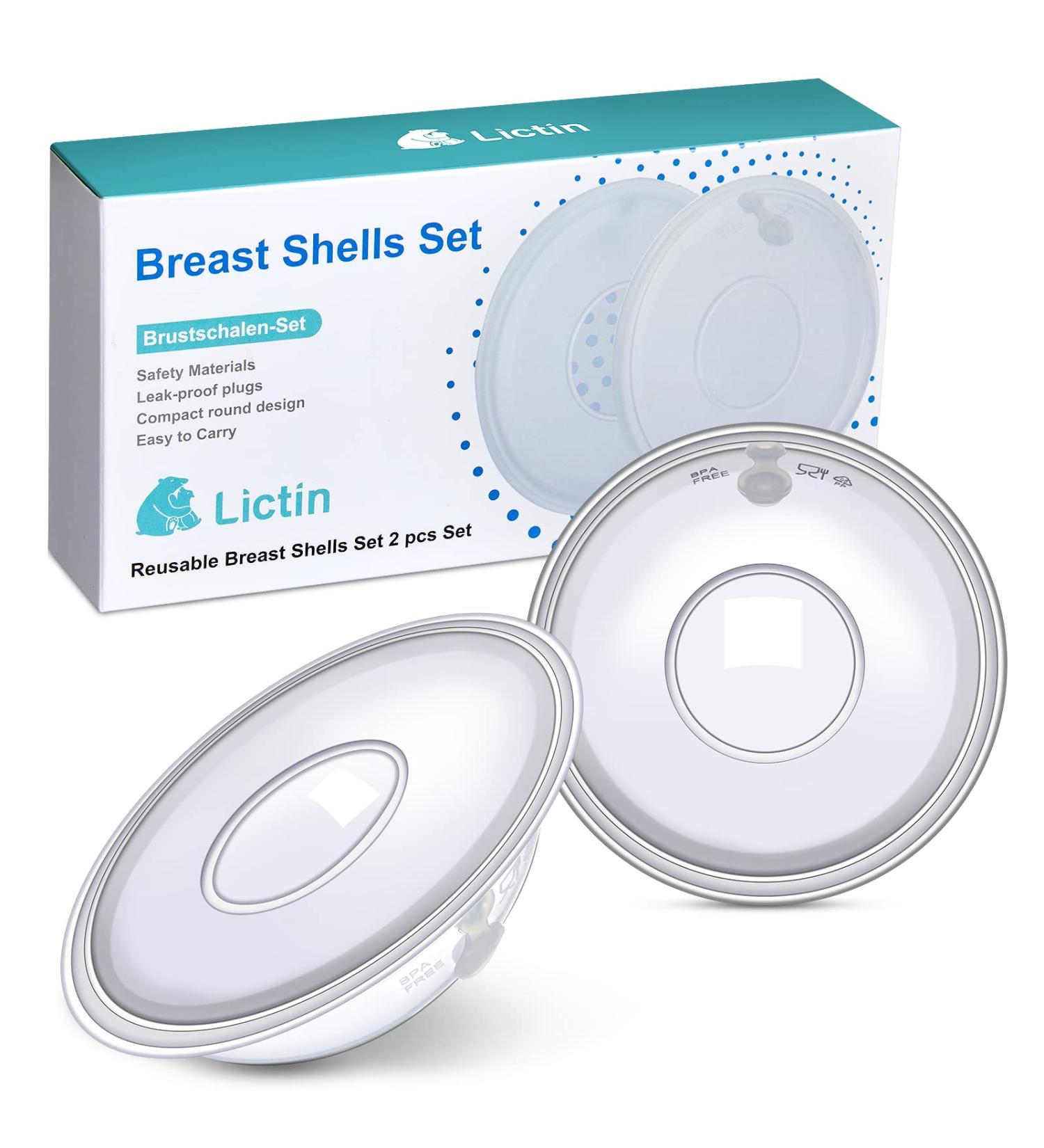 Lictin Reusable Breast Milk Collection Shells - Soft, Flexible Nursing Cups for Breastfeeding - 30ML/2PCS with Knitted Storage Bag - Buy Online on SooperMarket.com