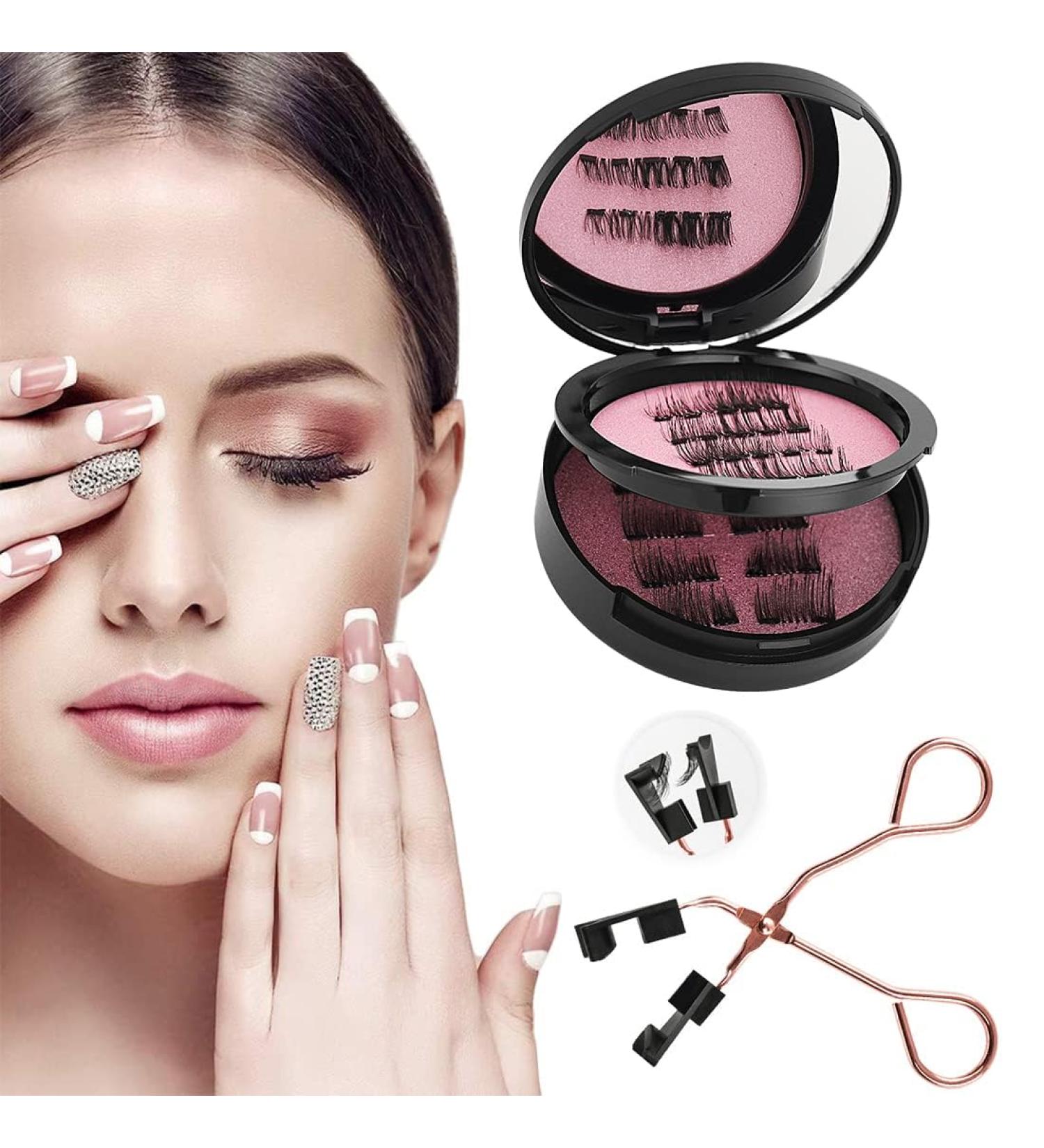 Magnetic Eyelashes Set - 3 Pairs Reusable False Lashes, Natural Look, 3D Effect, Waterproof with Applicator - Buy Online on SooperMarket.com
