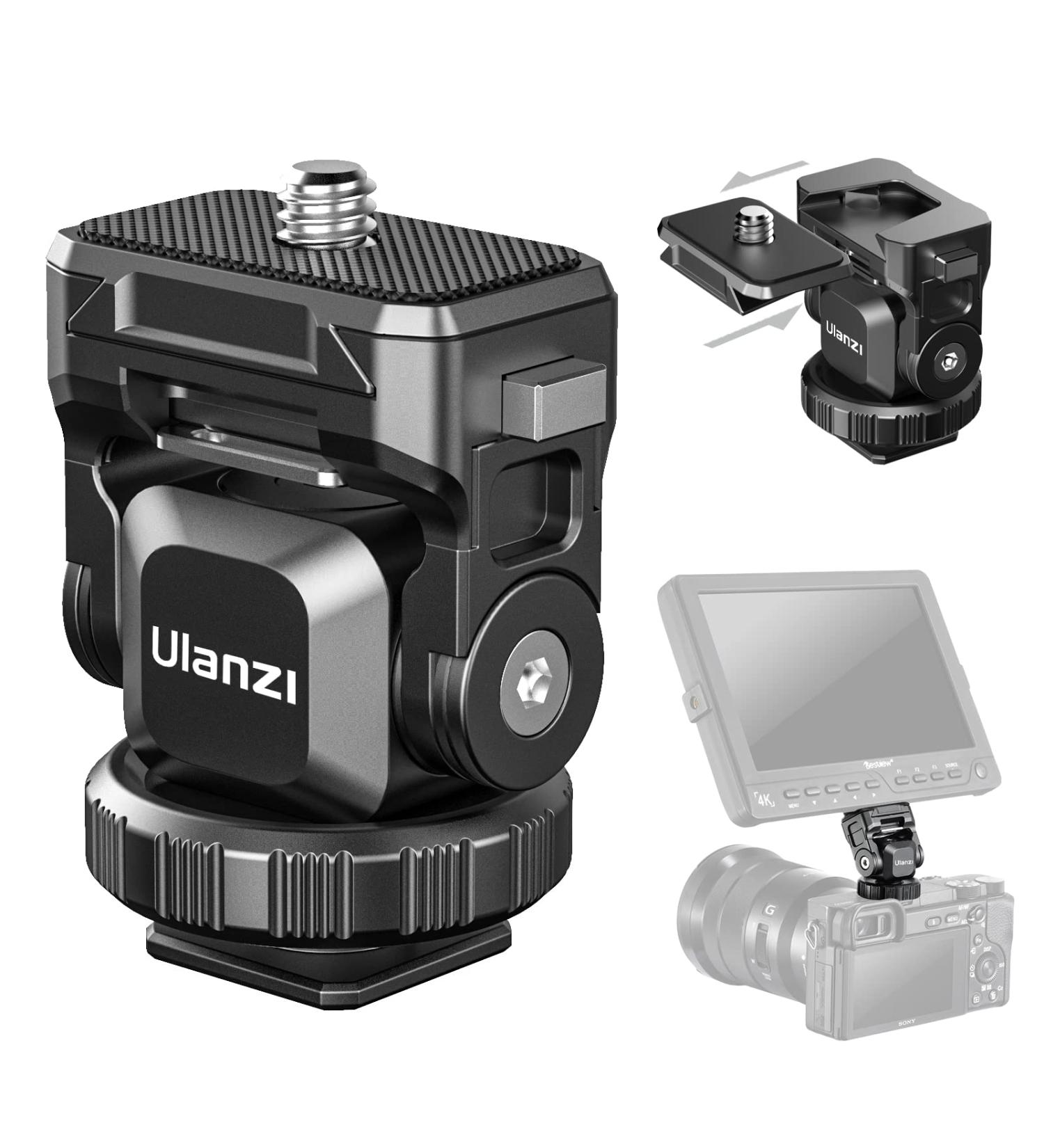 Quick Release Monitor Mount Bracket with Angle Adjustable Hot/Cold Shoe, Mic Holder, and 1/4 Fast Slide Plate - Video Shooting Accessories for Sony, Canon, Nikon, Fujifilm DSLR - Buy Online on SooperMarket.com