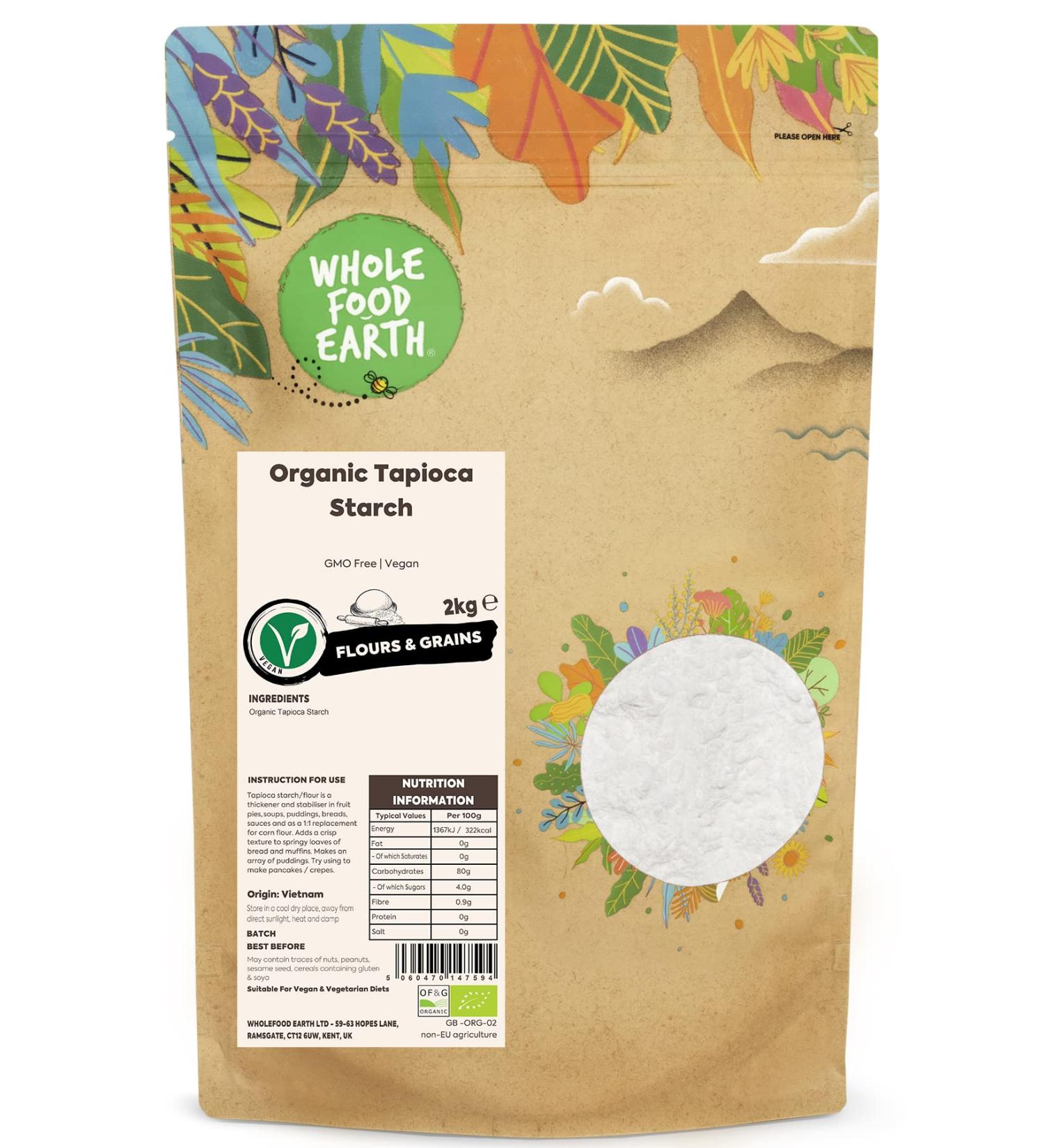 Wholefood Earth Organic Tapioca Starch 2kg - GMO Free & Vegan | Certified Organic - Buy Online on SooperMarket.com
