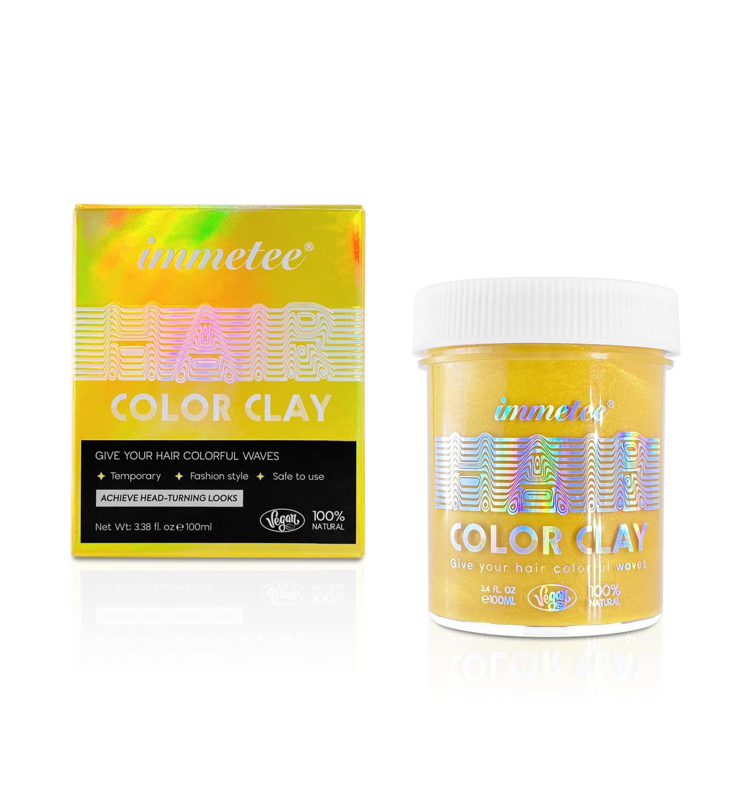 Immetee Hair Color Wax - Temporary Washable Hair Tint for Kids & Girls | Perfect for Christmas Parties & Cosplay - 100g Clay Yellow - Buy Online on SooperMarket.com