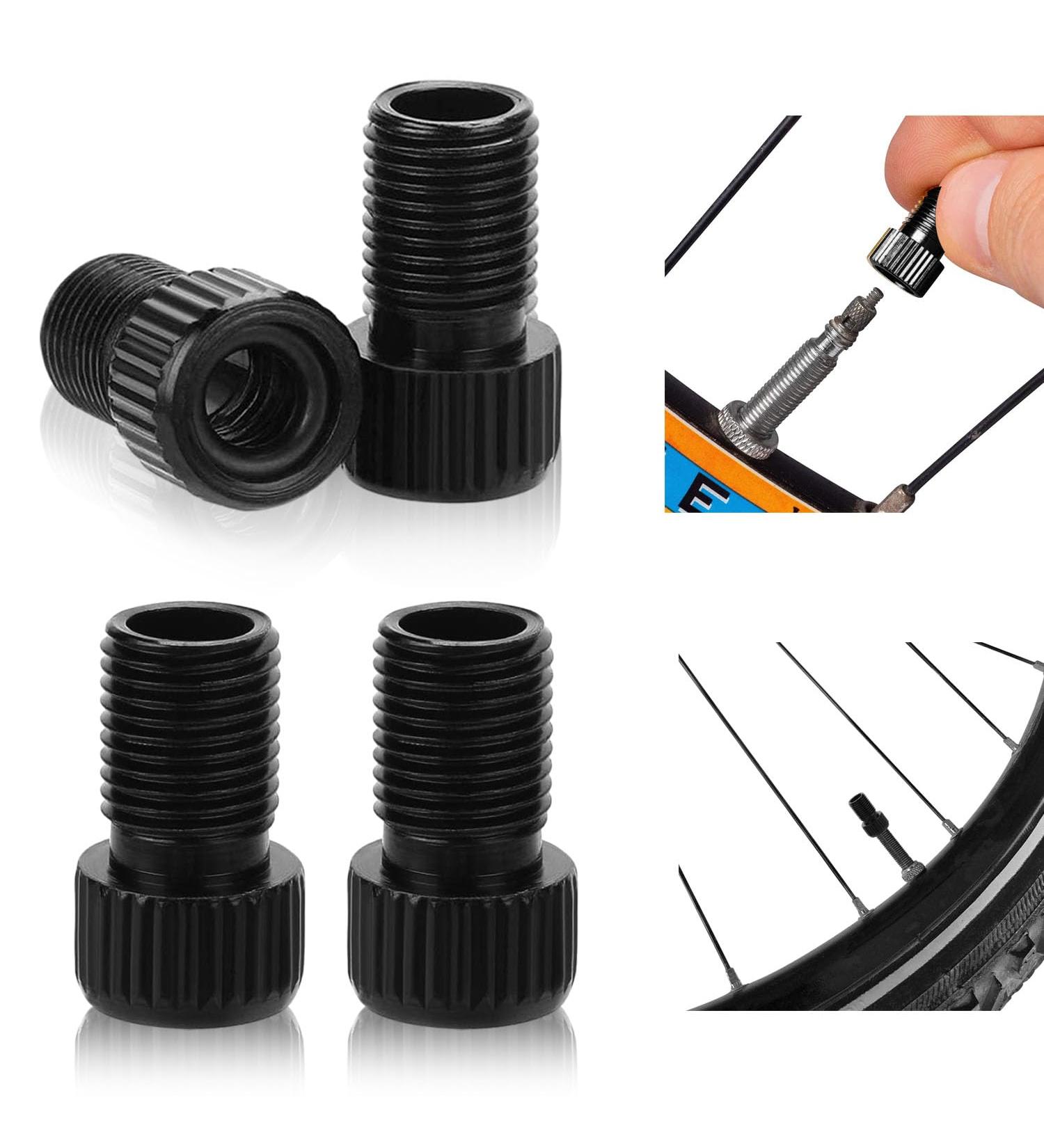 4-Piece Bicycle Valve Adapter Set - DV & SV French Valve Adapters with Sealing Ring for Universal Compatibility - Buy Online on SooperMarket.com