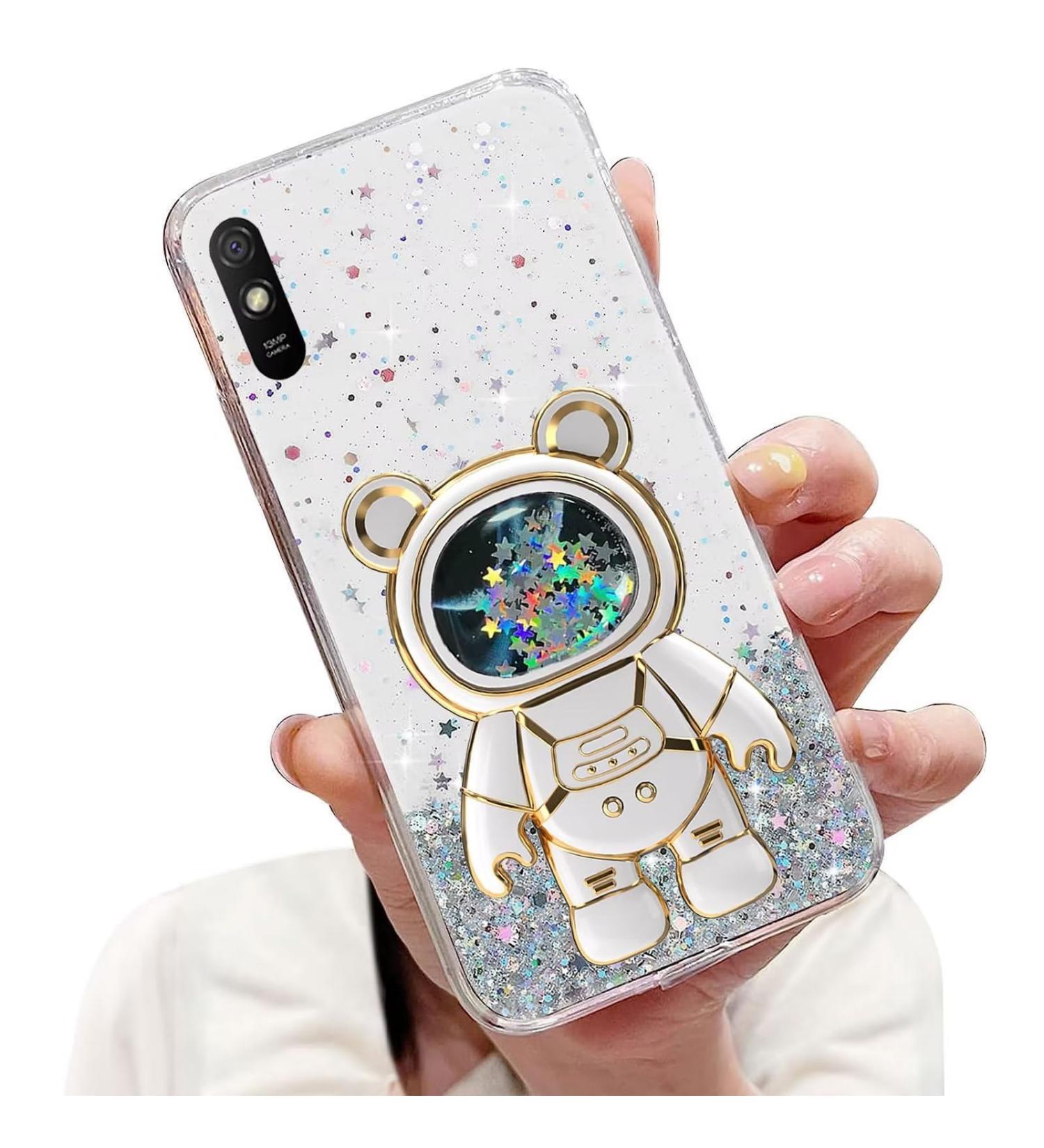 Buy Tivenfezk Nadoli Glitter Astronaut Stand Case for Xiaomi Redmi 9A - Soft Silicone Transparent Protective Cover - Buy Online on SooperMarket.com