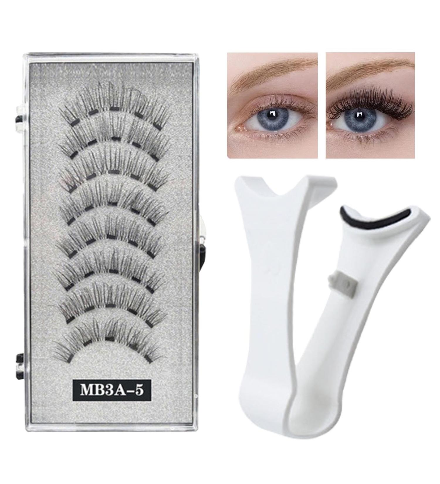 generic Eyelashes Magnetic | Reusable Lashes for Women 2 Pair - Natural Look Reusable Eyelashes Kit 3D False Eyelashes with Applicator No Glue Needed - Buy Online on SooperMarket.com