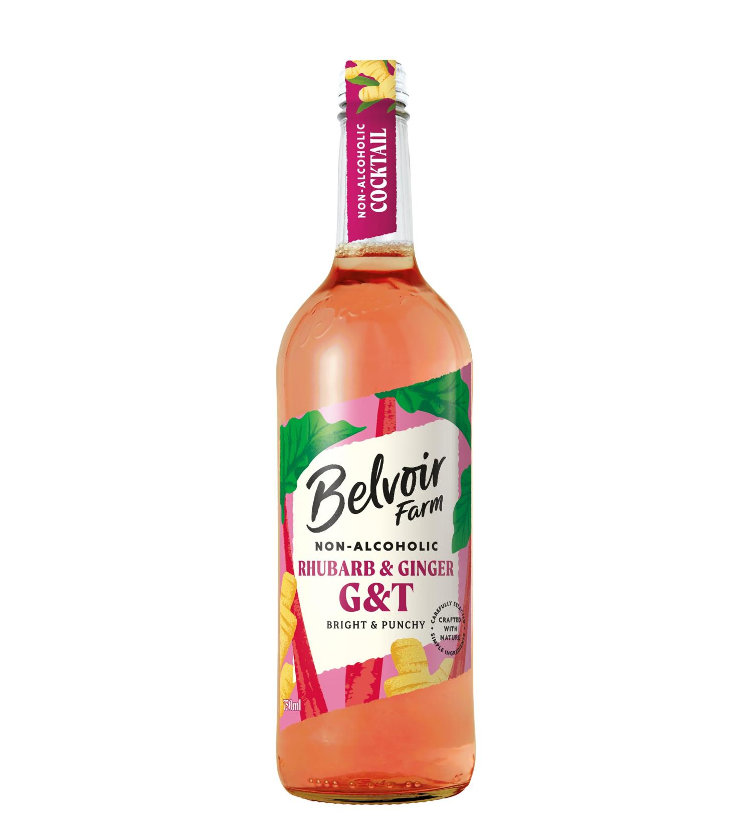 Belvoir Farm Non-Alcoholic Rhubarb & Ginger G&T - Real Rhubarb Juices & Natural Ginger Extract No Artificial Sweeteners Preservatives or Flavourings Vegan 6 x 750 ml - Buy Online on SooperMarket.com