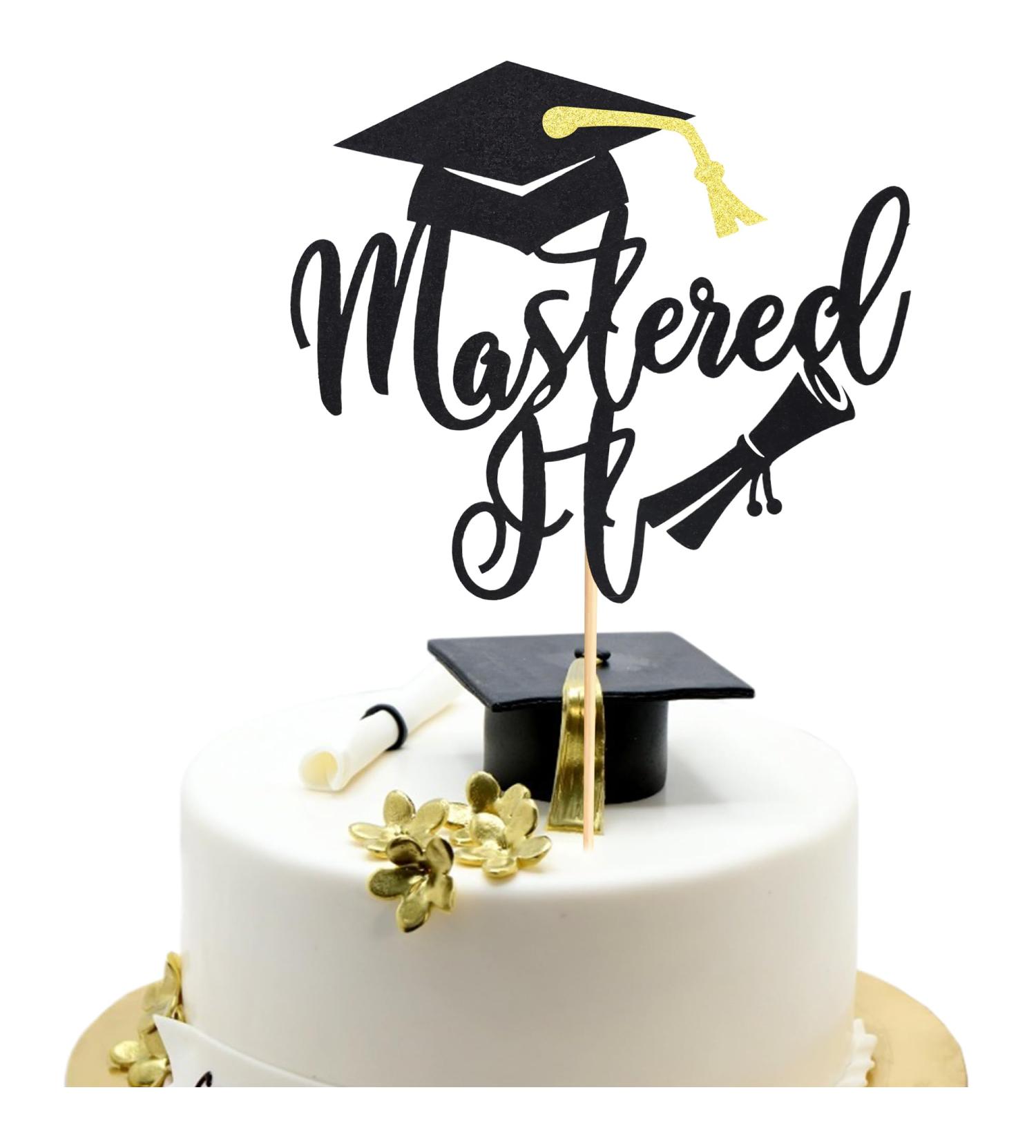 Arthsdite 1Pc Mastered It Cake Topper College Grad Class of 2024 Congratulations MBA Graduation Party Decorations Supplies - Black Glitter Black Mastered It Cake Topper - Buy Online on SooperMarket.com