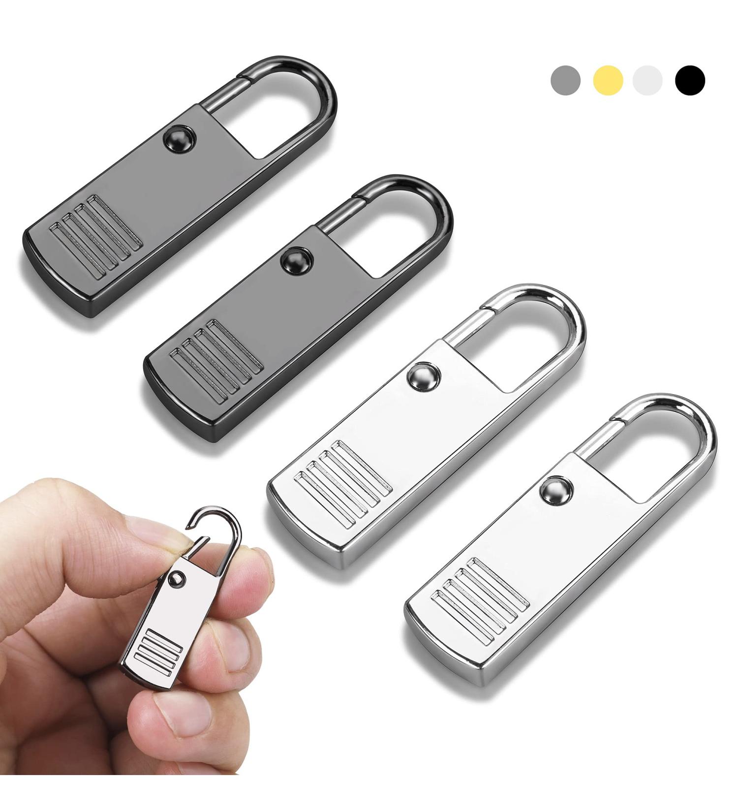 Universal Metal Zipper Pull Replacement Sliders 4PCS - Repair Kit for Suitcases, Backpacks, Wallets - Fixer for Luggage, Jackets, Coats - Buy Online on SooperMarket.com