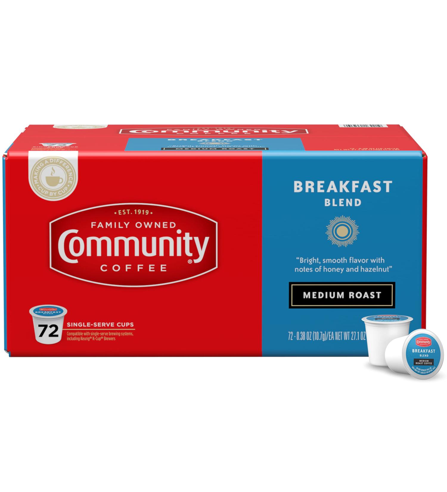 Community Coffee Breakfast Blend 72 Count Coffee Pods - Medium Roast - Compatible with Keurig 2.0 - 72 Count (Pack of 1) - Buy Online on SooperMarket.com