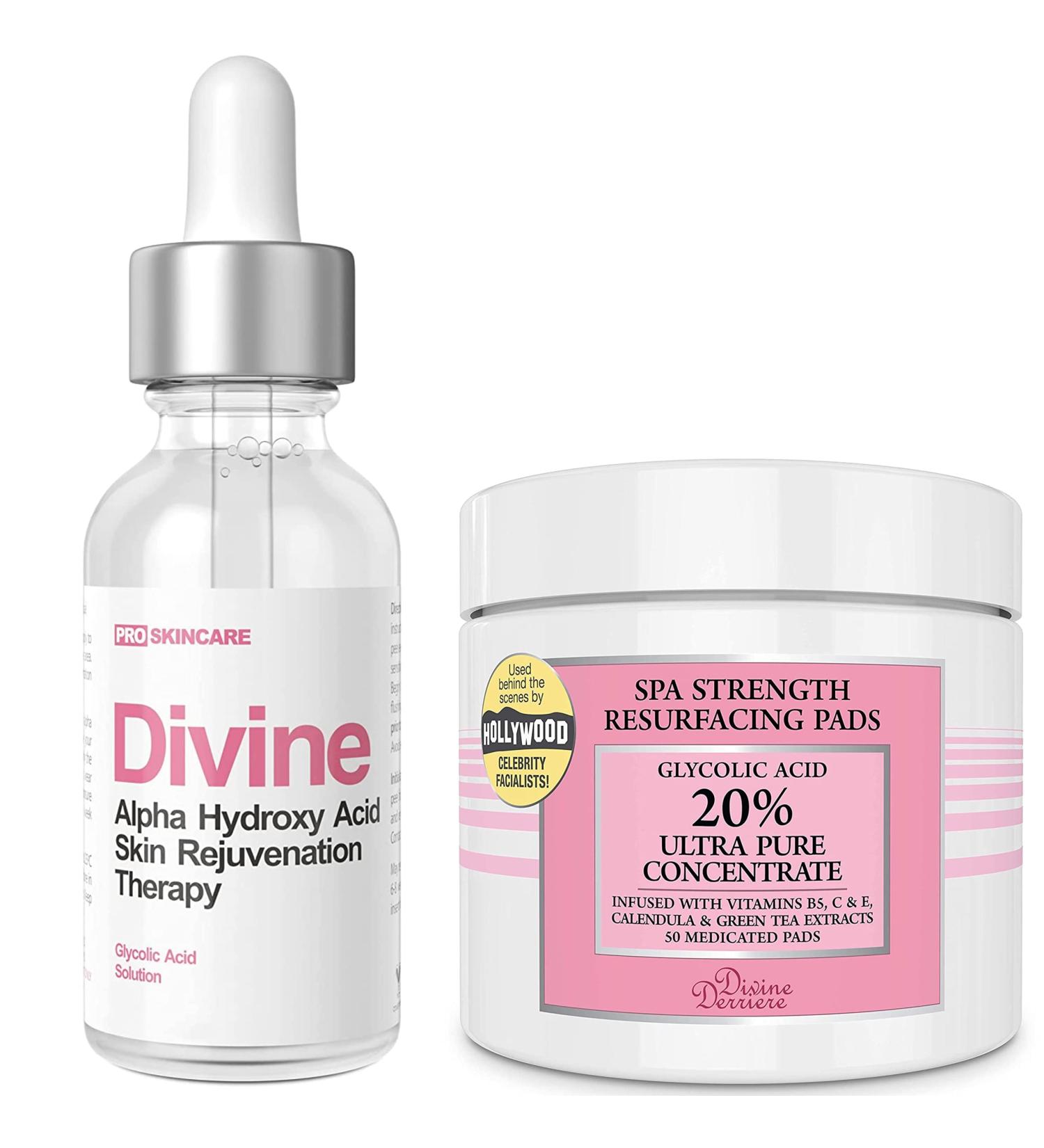 Anti Aging Skin Care Set: Glycolic Acid Peel 40% + Resurfacing Pads & pH Spray - Reduce Wrinkles & Acne Scarring for Clear Skin - Buy Online on SooperMarket.com