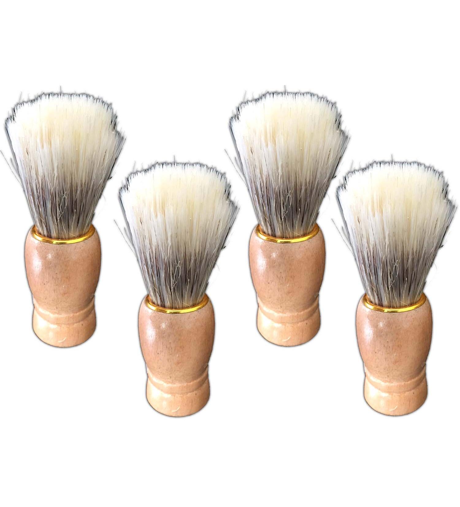 4x shaving brush with wooden handle & synthetic bristles wet shave shaving foam brush