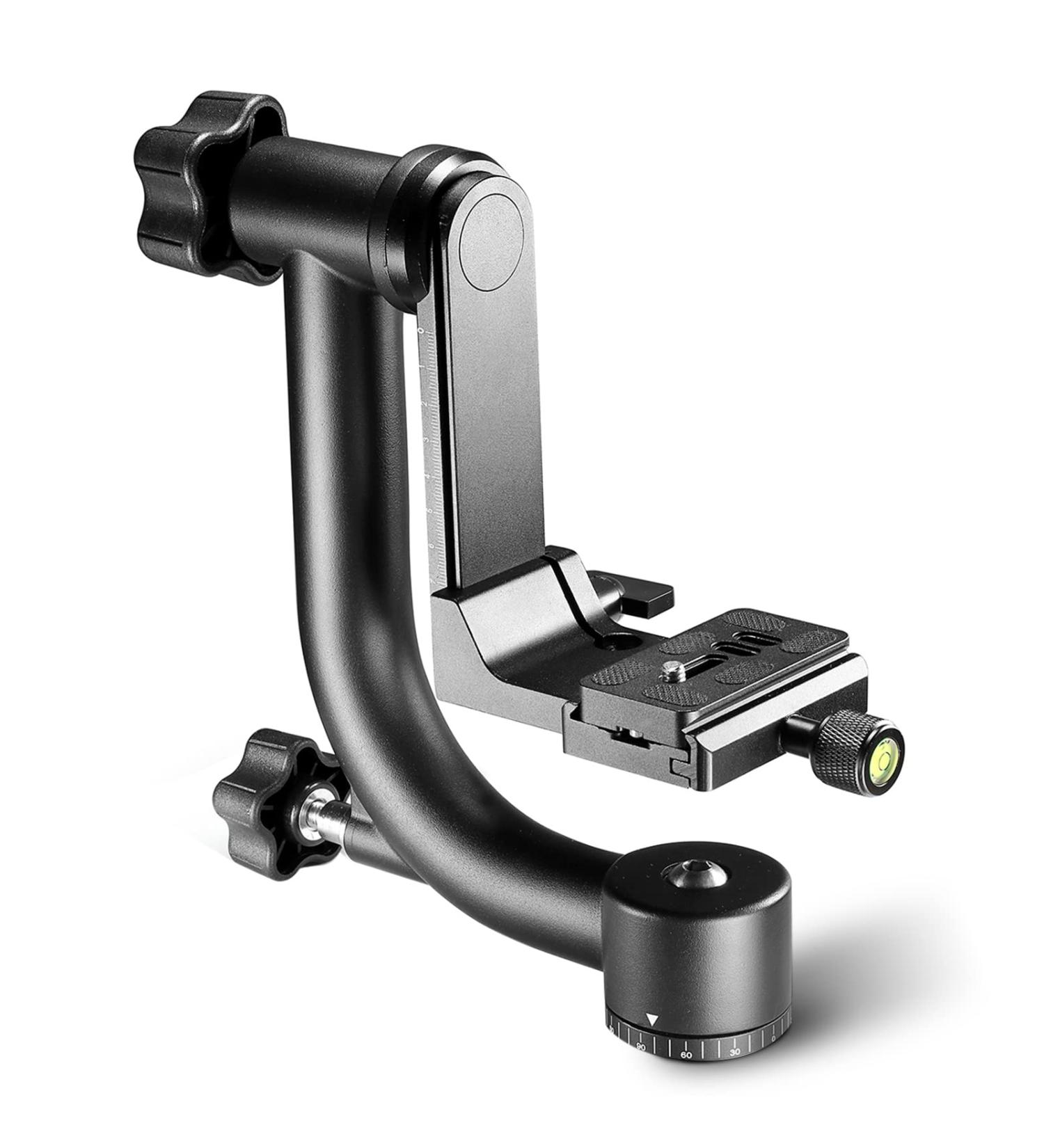 Neewer Professional Heavy Duty Metal Gimbal Tripod Head - 360 Degree Panoramic, 1/4'' Quick Release Plate, Bubble Level - for DSLR Cameras up to 30lbs - Buy Online on SooperMarket.com