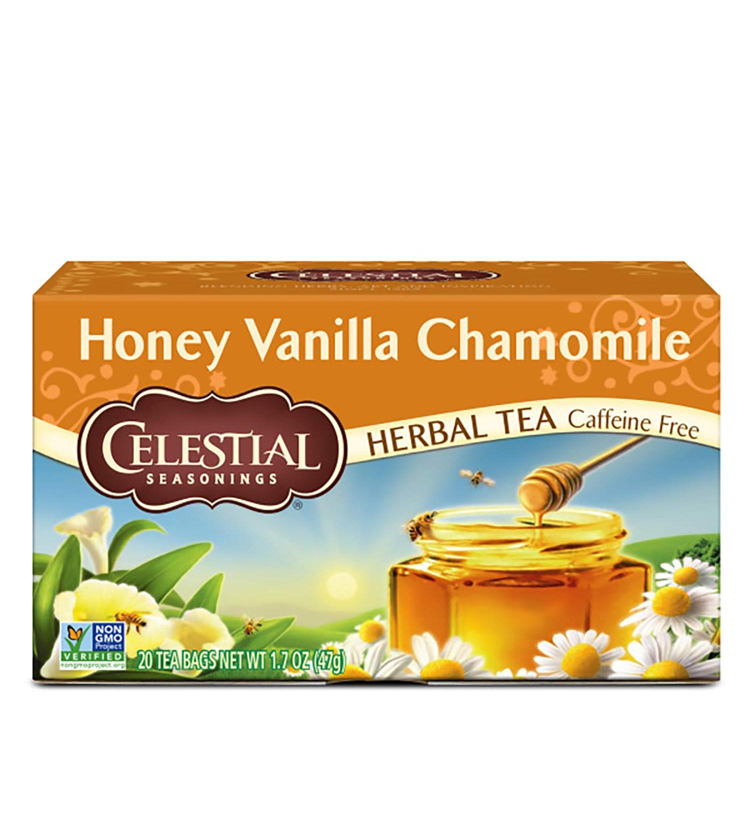 Celestial Seasonings Honey Vanilla Chamomile Herbal Tea - Caffeine Free, 20 Bags (1.7 oz) - Buy Online on SooperMarket.com