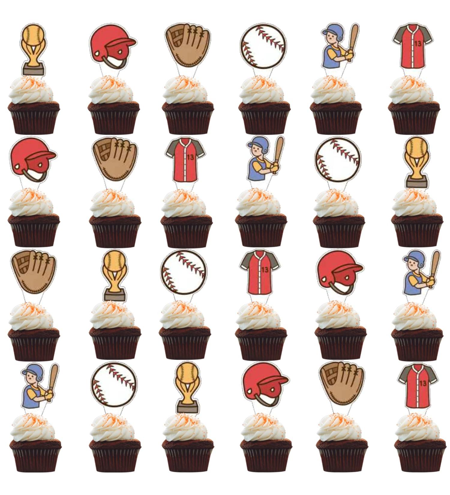48Pcs Baseball Party Cupcake Toppers for Baseball Players Sports Birthday Party Decorations Baseball Sport Theme Baby Shower Kids Birthday Party Supplies - Buy Online on SooperMarket.com