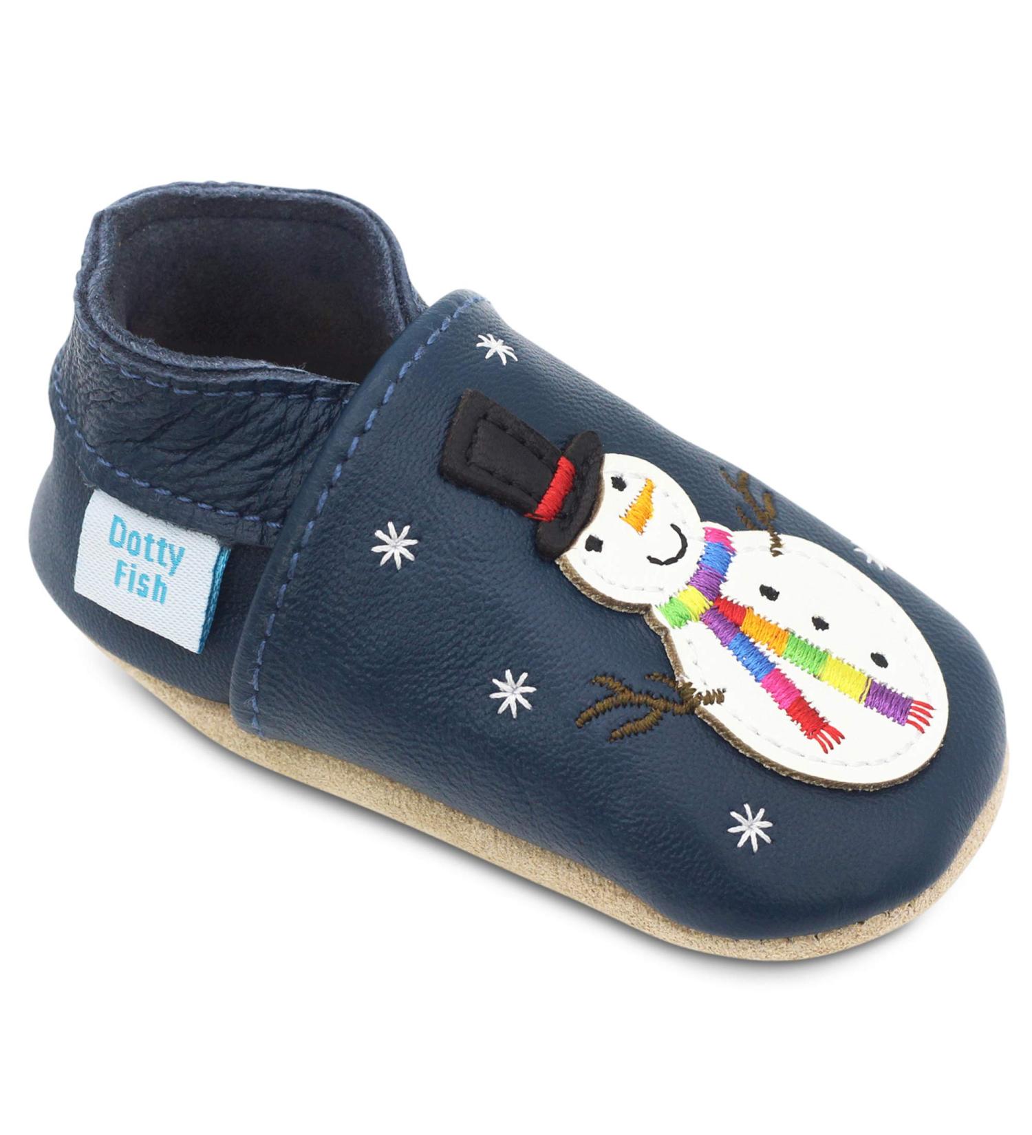 Dotty Fish Soft Leather Baby Shoes - Animal Designs for Boys and Girls, Non-Slip Toddler Shoes, 0-6 Months to 4-5 Years (Frosty Snowman) - Buy Online on SooperMarket.com