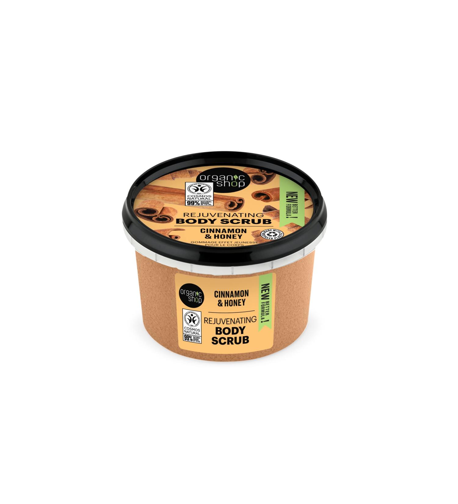 Organic Shop Body Scrub - Natural Cinnamon & Honey 250ml | Exfoliating & Nourishing | Shop Internationally - Buy Online on SooperMarket.com