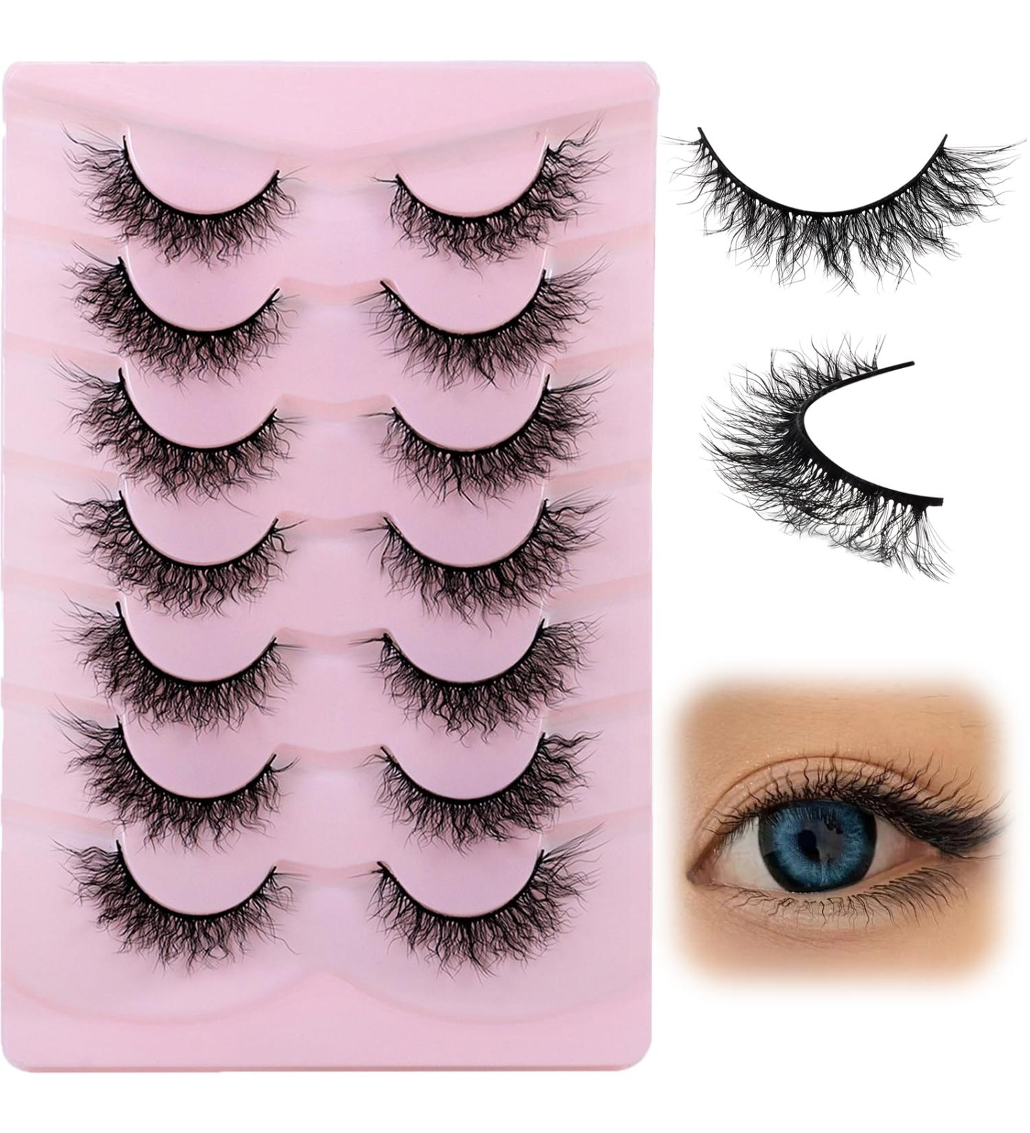 7 Pairs Cat Eye Lashes - Dramatic 3D Soft Strip Eyelash Extensions for Volume & Natural Look | Reusable Makeup Tools (A04 - Buy Online on SooperMarket.com