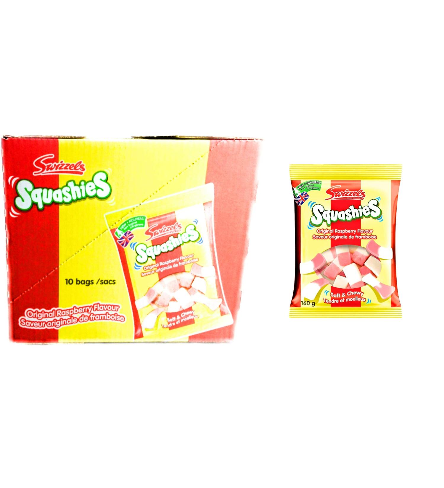 Swizzels Squashies- Original Raspberry Flavor -10 bags (160 Grams/Bag)