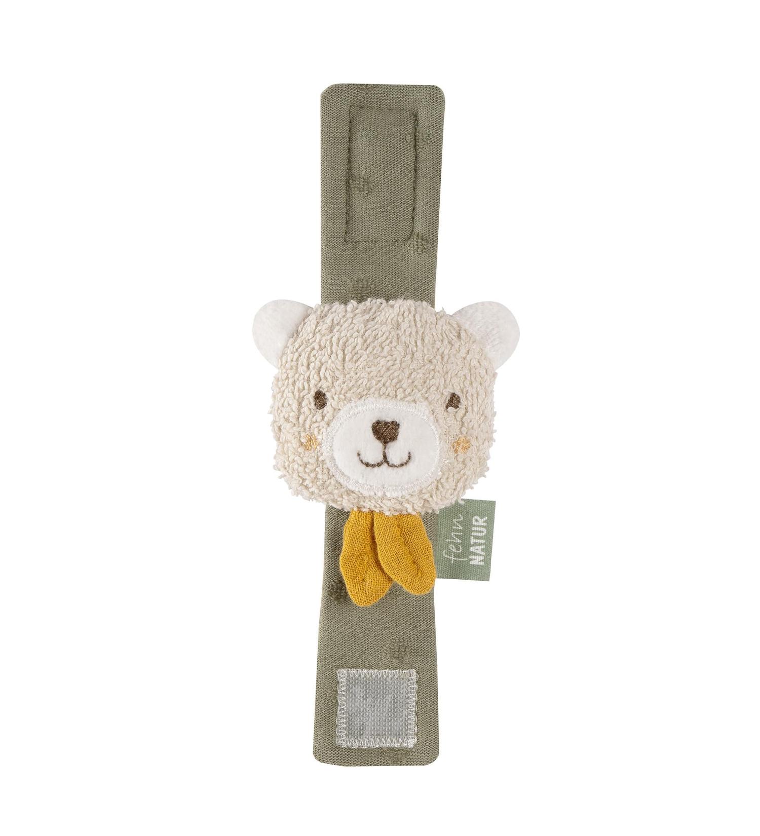 Fehn Rassel Bracelet Baby Toy - Organic Cotton Bear Rattle for Babies 0+ Months - Cuddly Grip Toy for Toddlers - Buy Online on SooperMarket.com