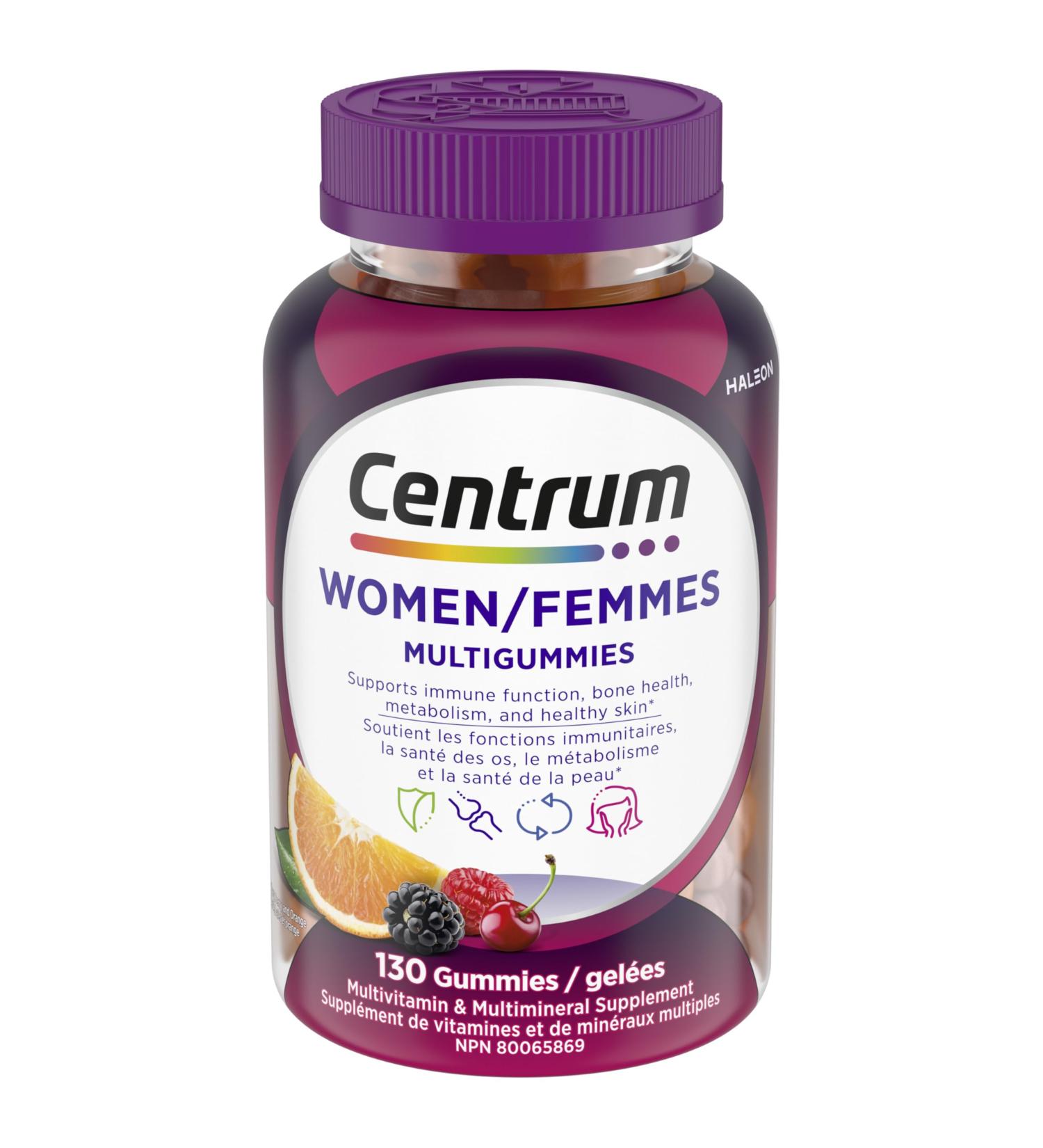 Centrum Women MultiGummies Multivitamins/Minerals Gummies Cherry Berry and Orange Flavours 130 Gummies (Packaging May Vary) - Buy Online on SooperMarket.com