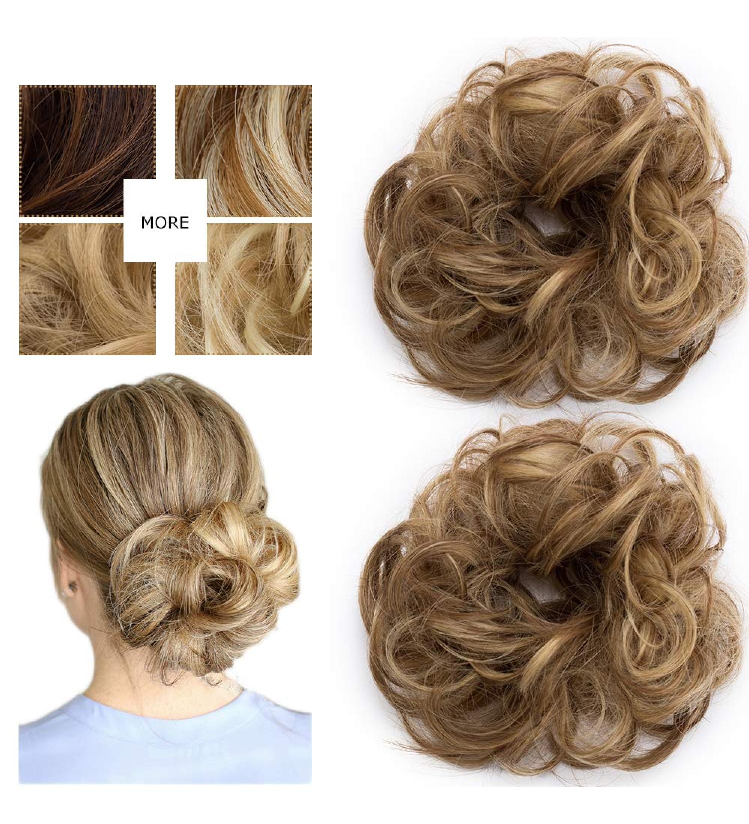 Buy Affordable Soft Wavy Hair Extensions - 2pcs 50g Hair Ties in Hellbraun & Ashblond for Natural Thickening Updos - Buy Online on SooperMarket.com