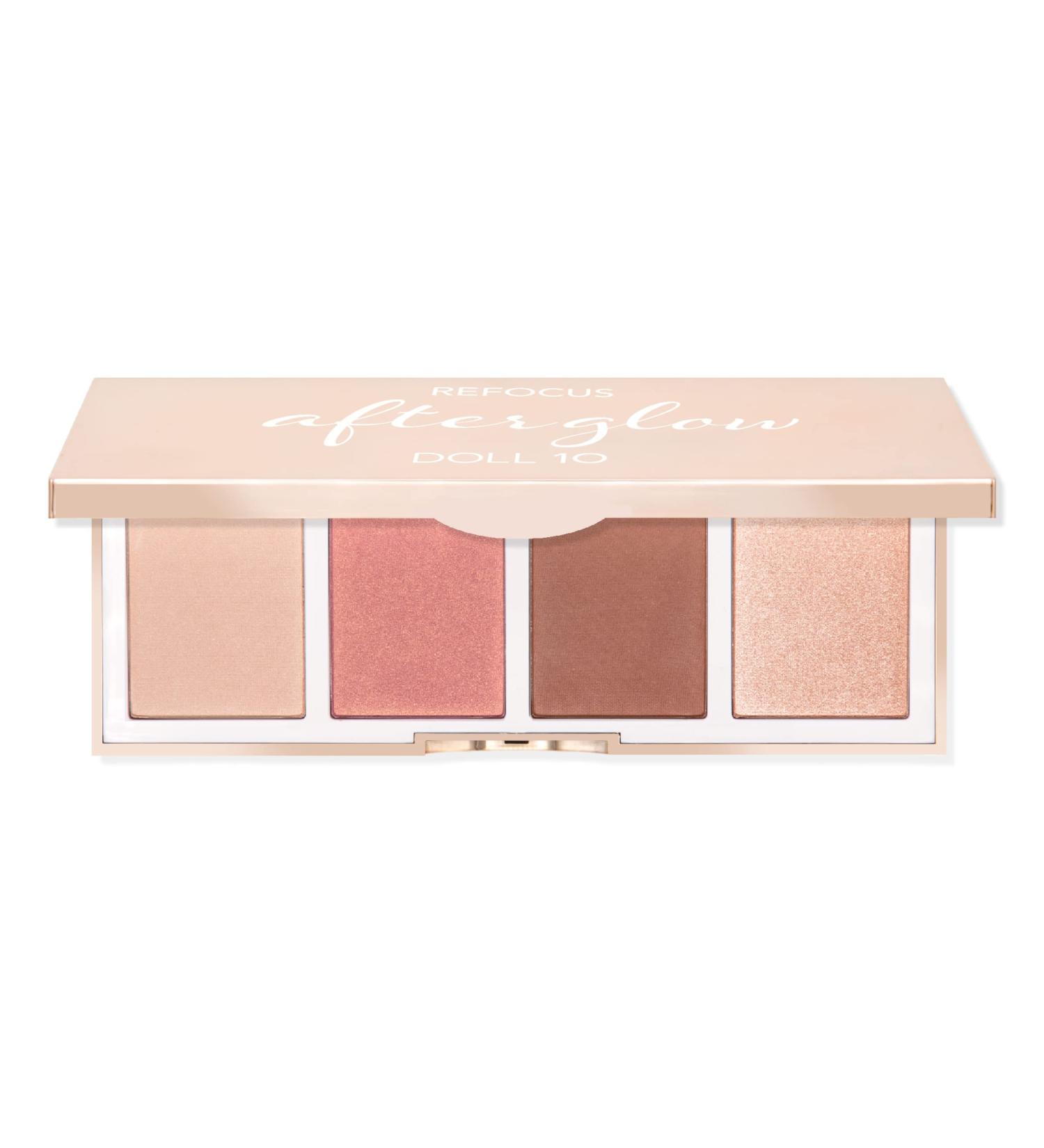Doll 10 Refocus AfterGlow Palette - Highlighter, Bronzer, Blush & Contour Pressed Powder Set - Buy Online on SooperMarket.com