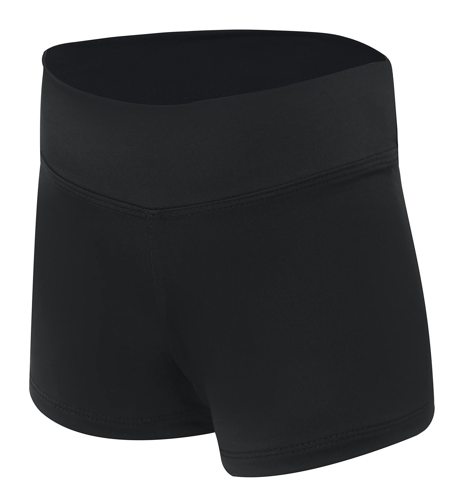 Dancina Girls Gymnastics Shorts - Classic & Metallic Ice Dance Wear | Size 12, Solid Black - Buy Online on SooperMarket.com