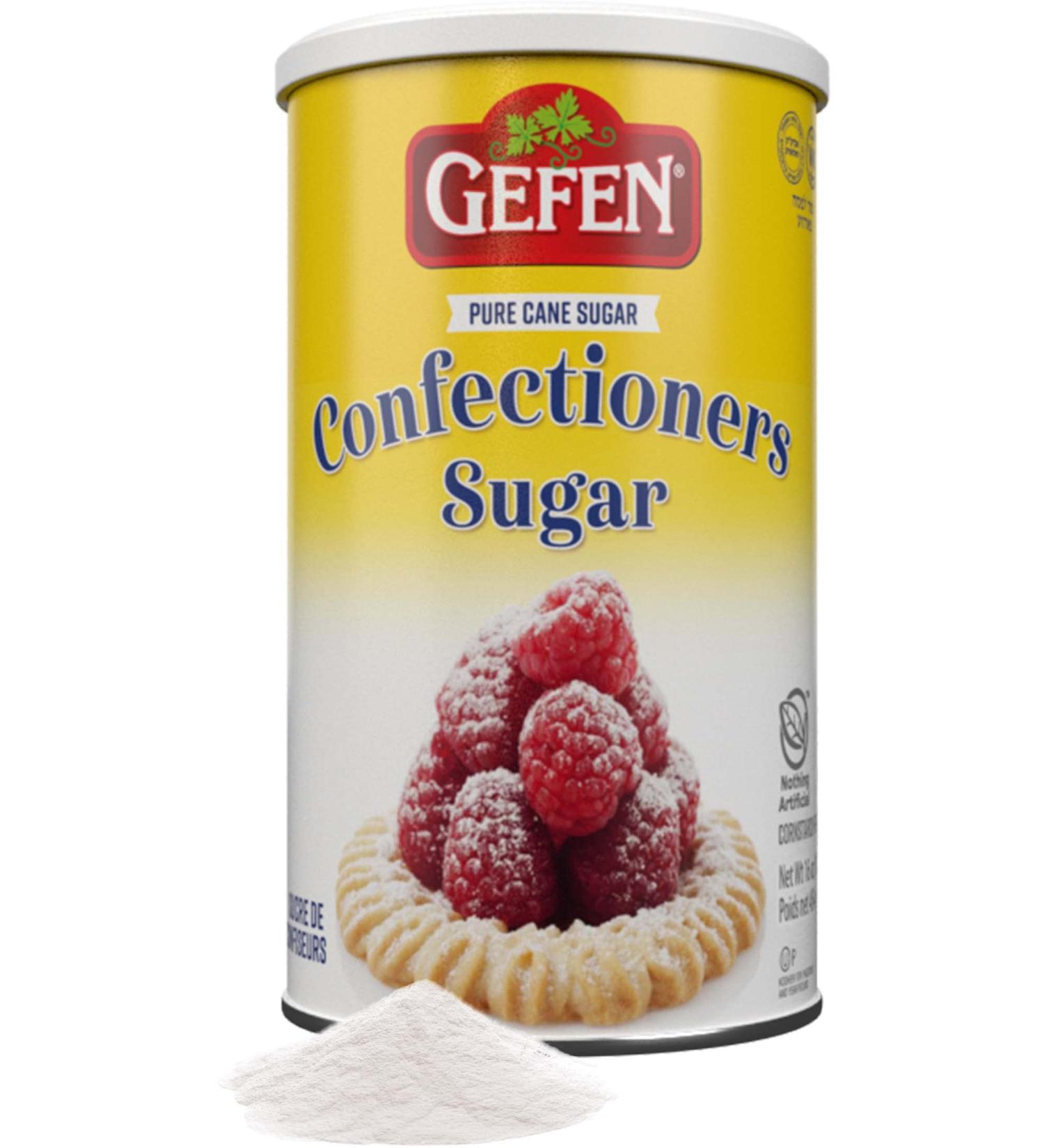 Gefen Confectioners Sugar, 16oz, Resealable Container, No Cornstarch, 10x Powdered Sugar 1lb, Premium Confection Sugar