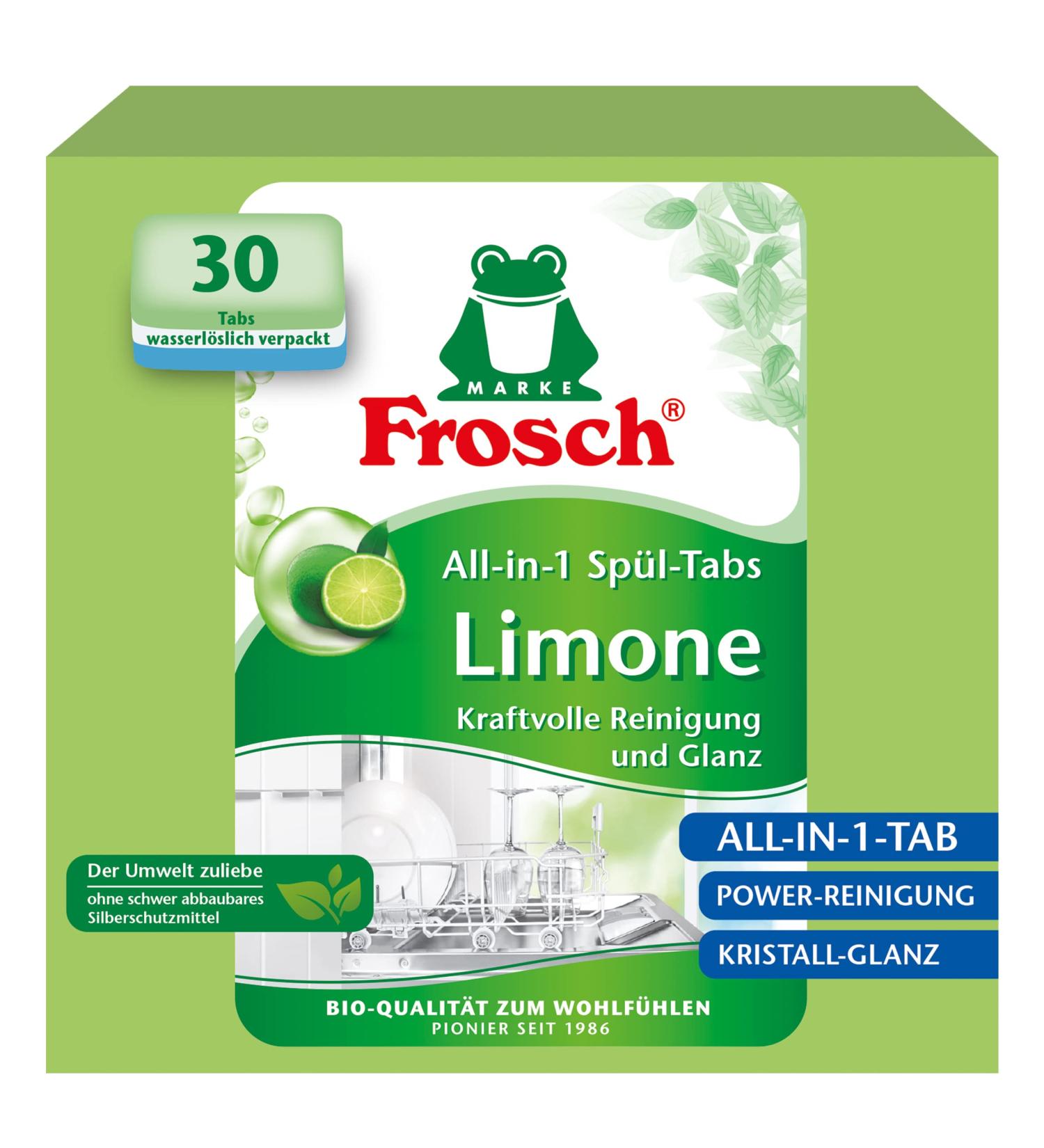 Frosch Dishwashing Tabs 30 s - Eco-Friendly Lime Scented Dish Tablets for Sparkling Clean Dishes | Buy Internationally - Buy Online on SooperMarket.com