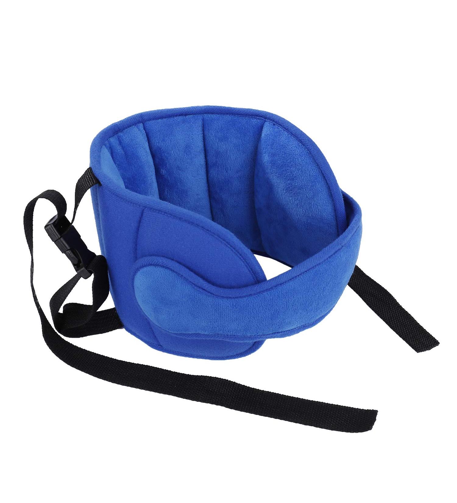 Adjustable Cotton Child Car Head Support & Neck Protector - Blue | Seat Headrest for Baby, Kids, Toddlers - Buy Online on SooperMarket.com