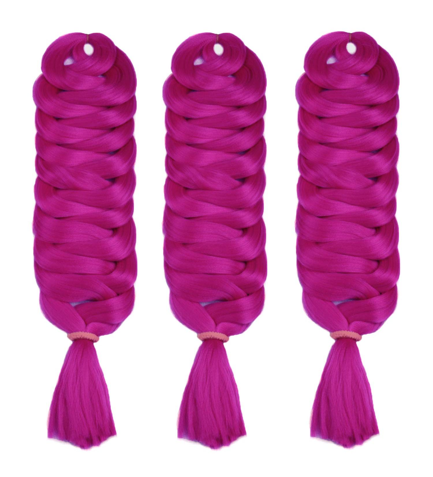 MapofBeauty Wholesale Ombre Crochet Jumbo Braid Hair Extension in Magenta - 3 Pack - Buy Online on SooperMarket.com