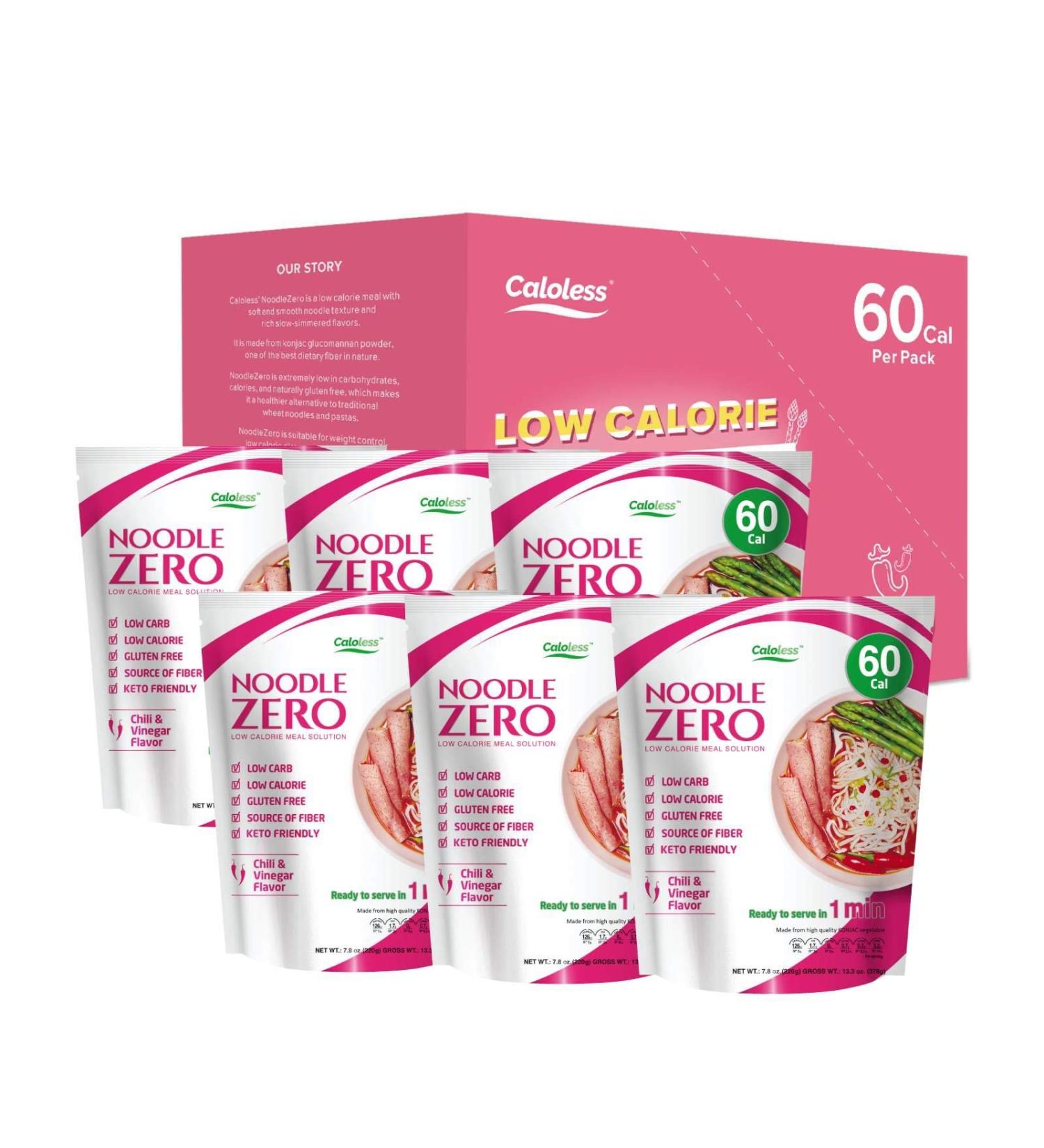Caloless Konjac Shirataki Noodles 6-Pack Low Calorie healthy food (Chilli & Vinegar)-Gluten Free Keto snacks Non Gmo Low Carbs Glucomannan Diabetic Noodle Pasta Flavor Variety Pack - Buy Online on SooperMarket.com
