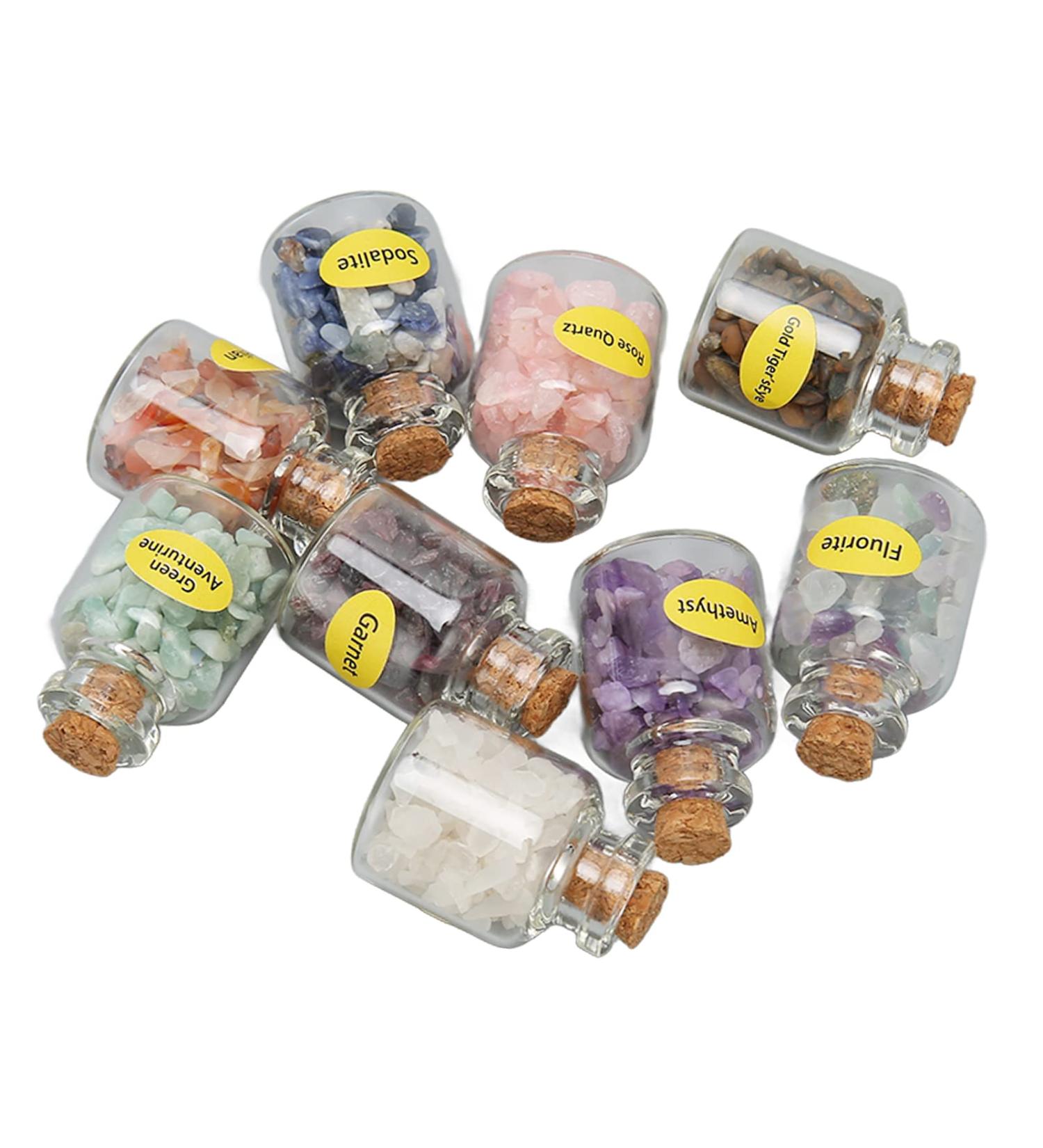Chip Stones Set - Exquisite Colors in Glass Containers | 9 Mini Stone Bottles for DIY Projects - Portable & Versatile - Buy Online on SooperMarket.com