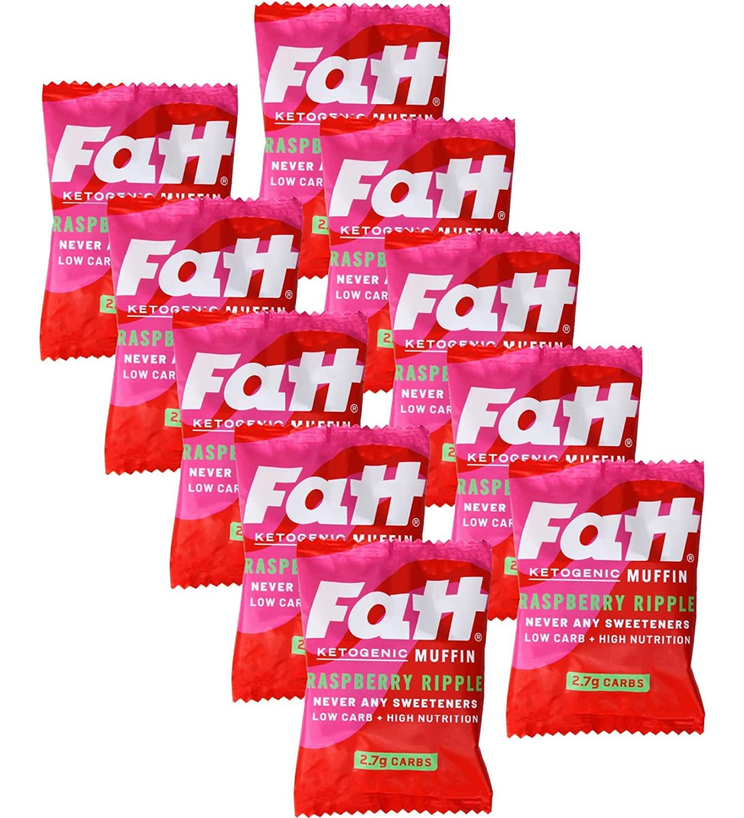 Fatt Ketogenic Raspberry Ripple Muffin - 10 x 40g Muffins - 2.7 g carbs - 100% Natural Low Carb Keto Snack with Super Fats - No added sweeteners - Low Carb Keto Snack with High Nutrition - Aka Fattbar Raspberry Ripple 10 Pack - Buy Online on SooperMarket.com