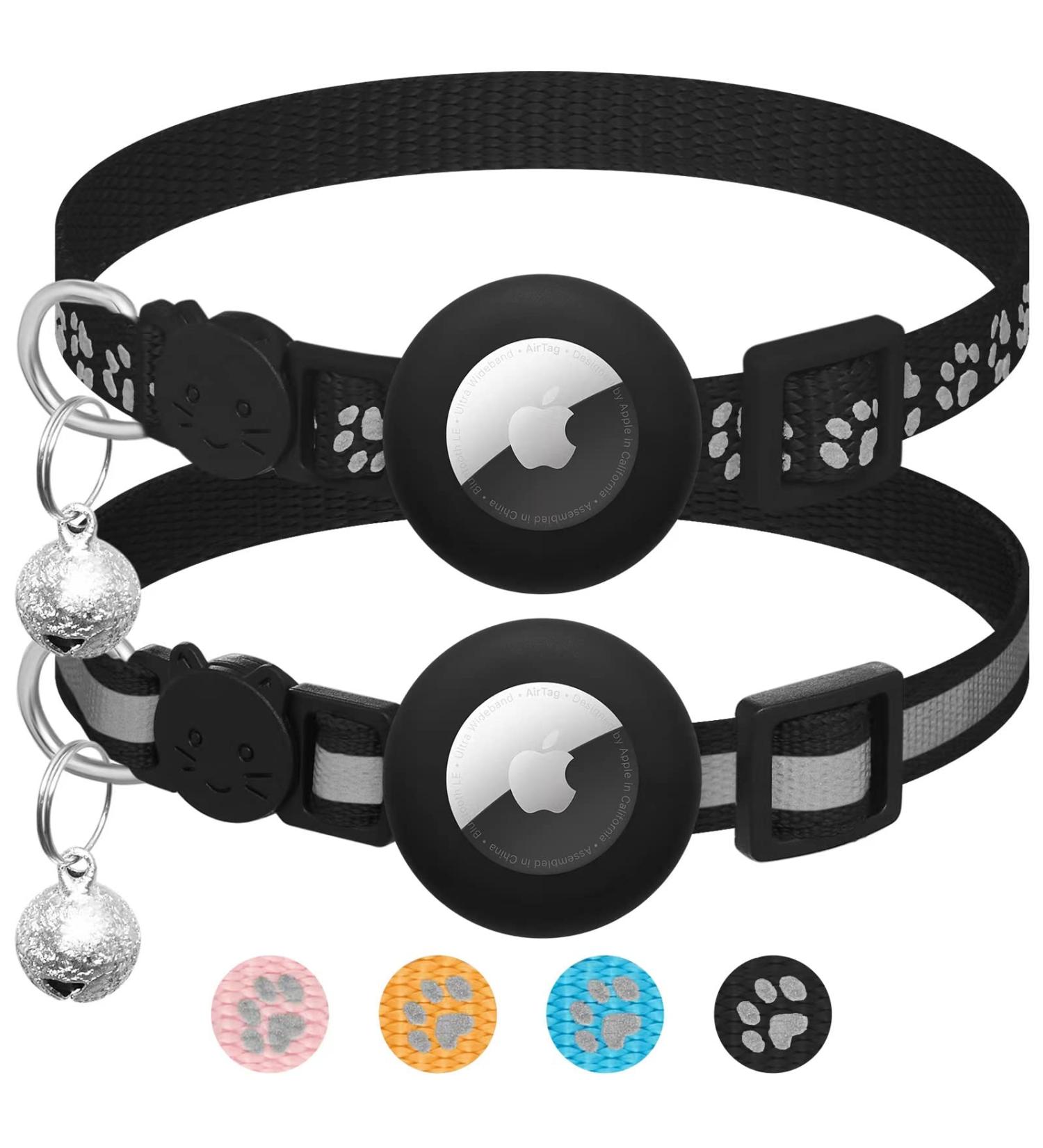 2 Pack Airtag Cat Collar Breakaway with Bell Reflective Kitten Collar with Apple Airtag Cat Collar Holder Adjustable 7-12In Safety Buckle for Girl Boy Cats Pet Supplies Accessories Gifts (Black) - Buy Online on SooperMarket.com