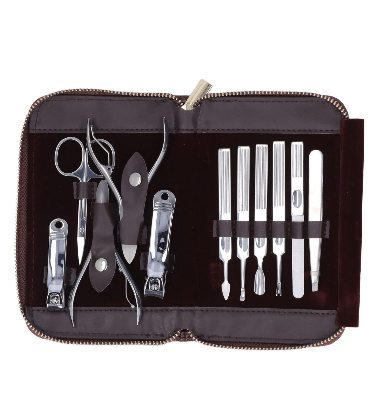 Glomora Manicure Set 11 Pieces Portable Stainless Steel Nail Clipper Set for Finger Nail Ear Care - Buy Online on SooperMarket.com
