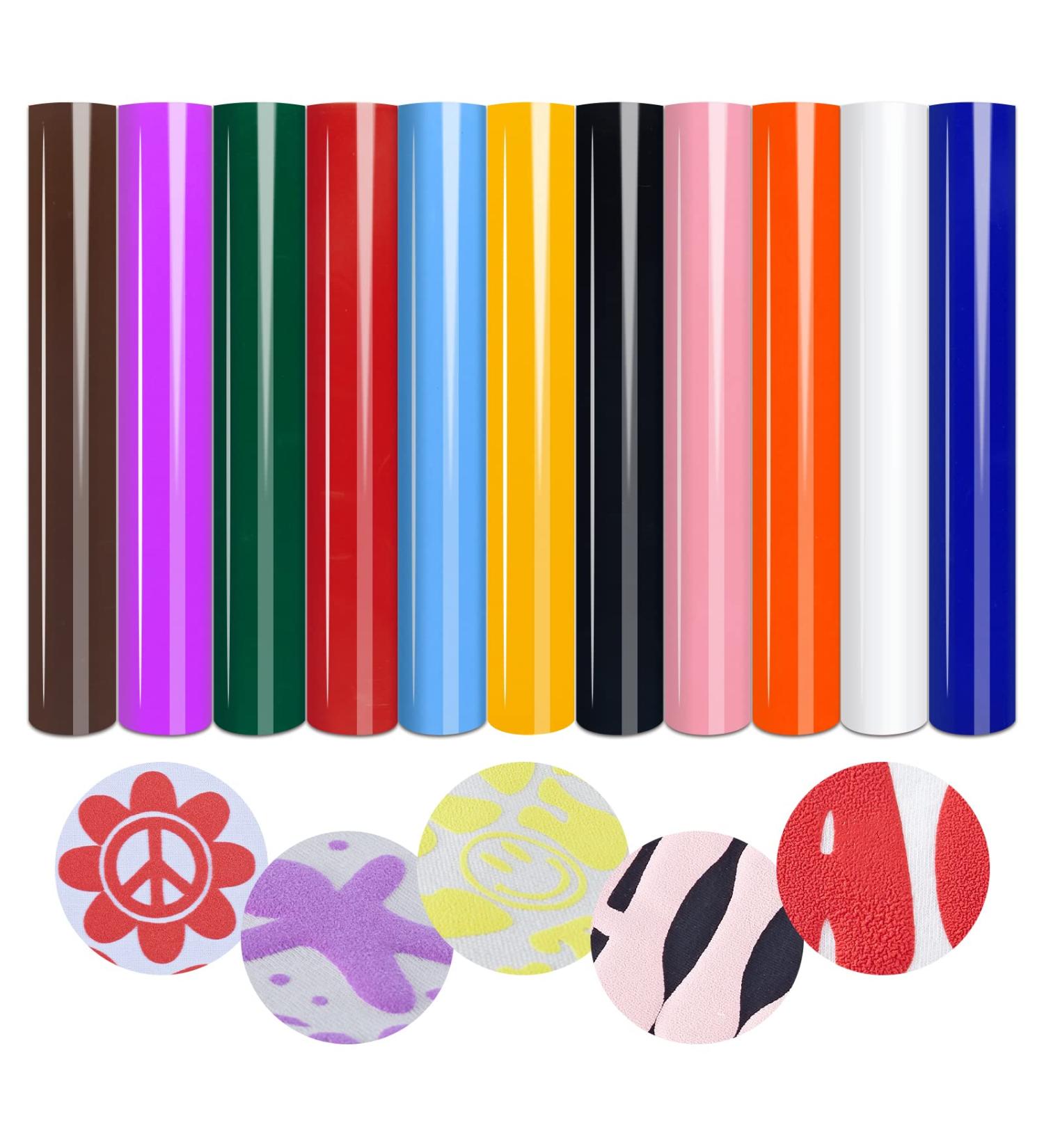 Puff Vinyl Heat Transfer - 11 Sheets 12x10 3D Puff HTV Foaming Transfer Vinyl for T-Shirts - DIY Iron on Vinyl for Cricut & Silhouette - Buy Online on SooperMarket.com