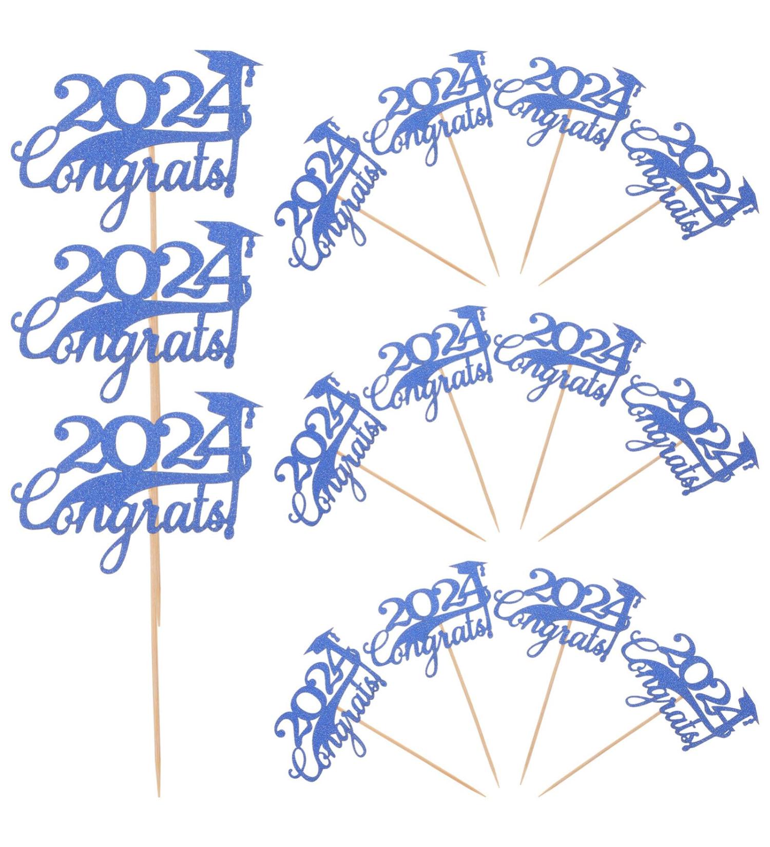 Cabilock 15pcs Graduation Cupcake Topper 2024 Congrats Cupcake Picks Class of 2024 Cupcake Insert Graduation Cupcake Decorations for 2024 Graduation Party Supplies Blue - Buy Online on SooperMarket.com