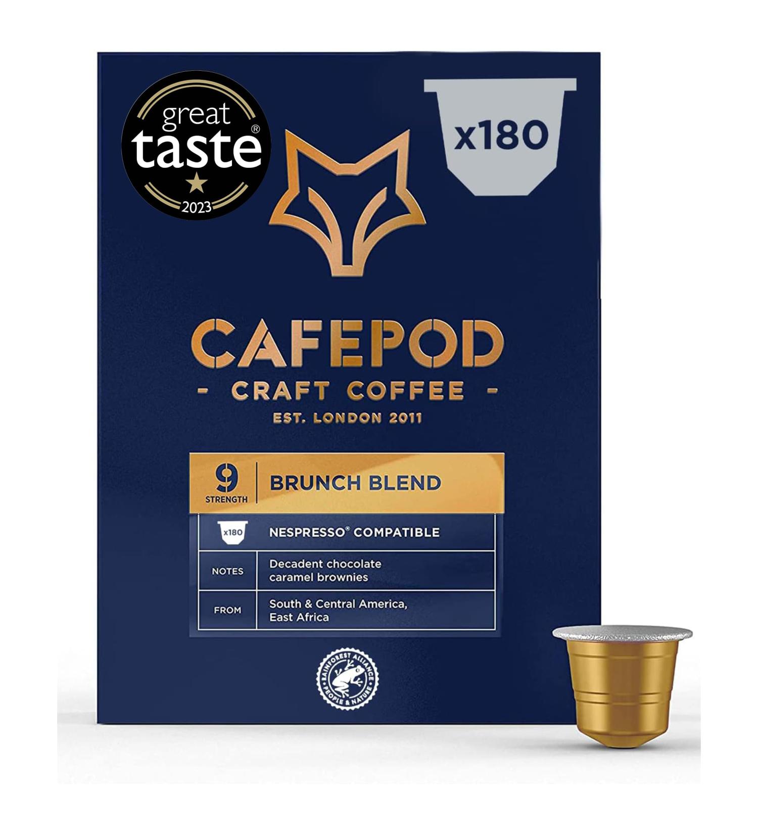 CafePod Brunch Blend Nespresso Compatible Coffee Pods - 180 Aluminium Capsules - Buy Online on SooperMarket.com