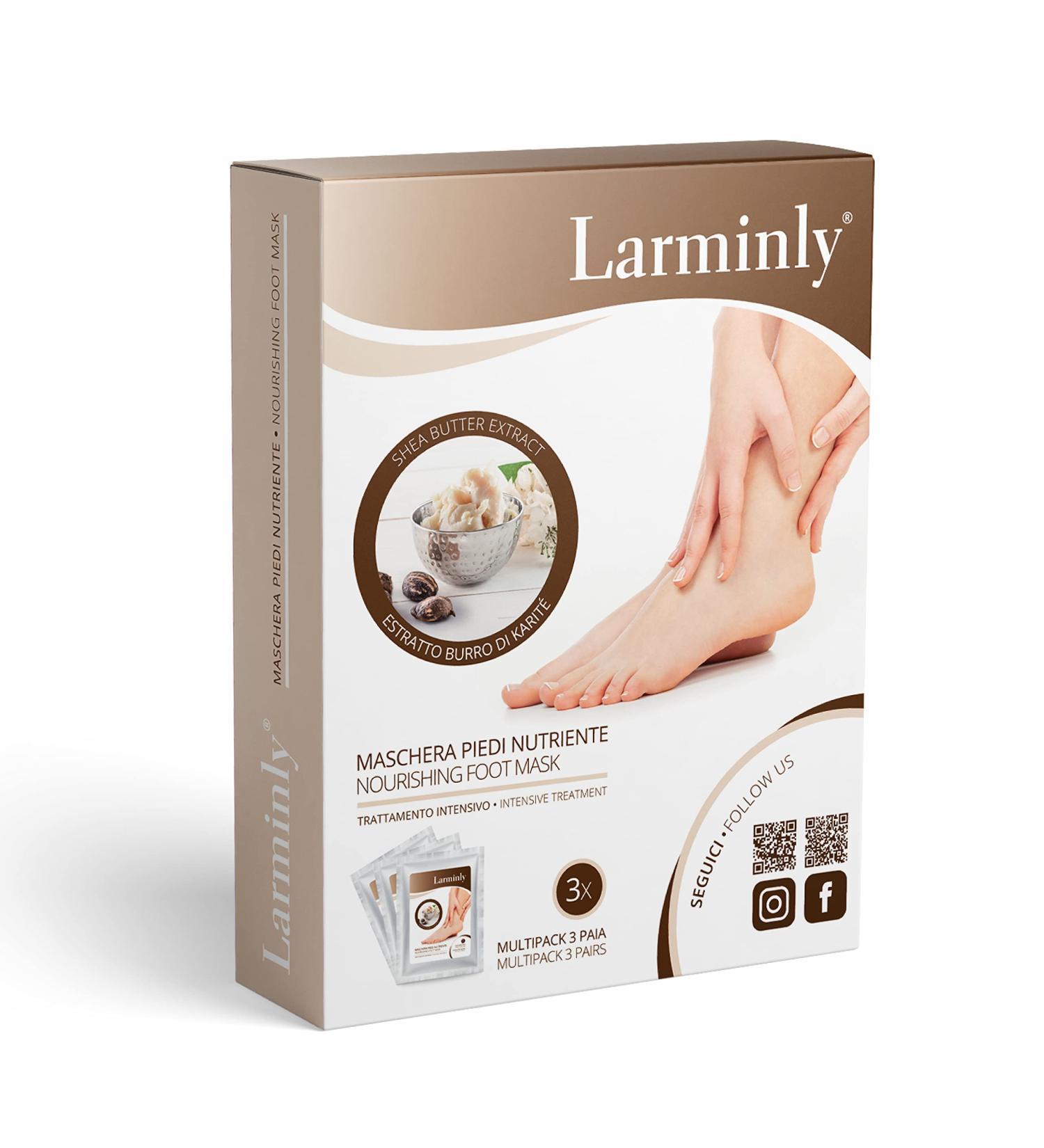 Larminly Foot Mask - Moisturizing Treatment for Dry Cracked Feet Calluses & Corns | 3 Pairs | Italian Quality - Buy Online on SooperMarket.com